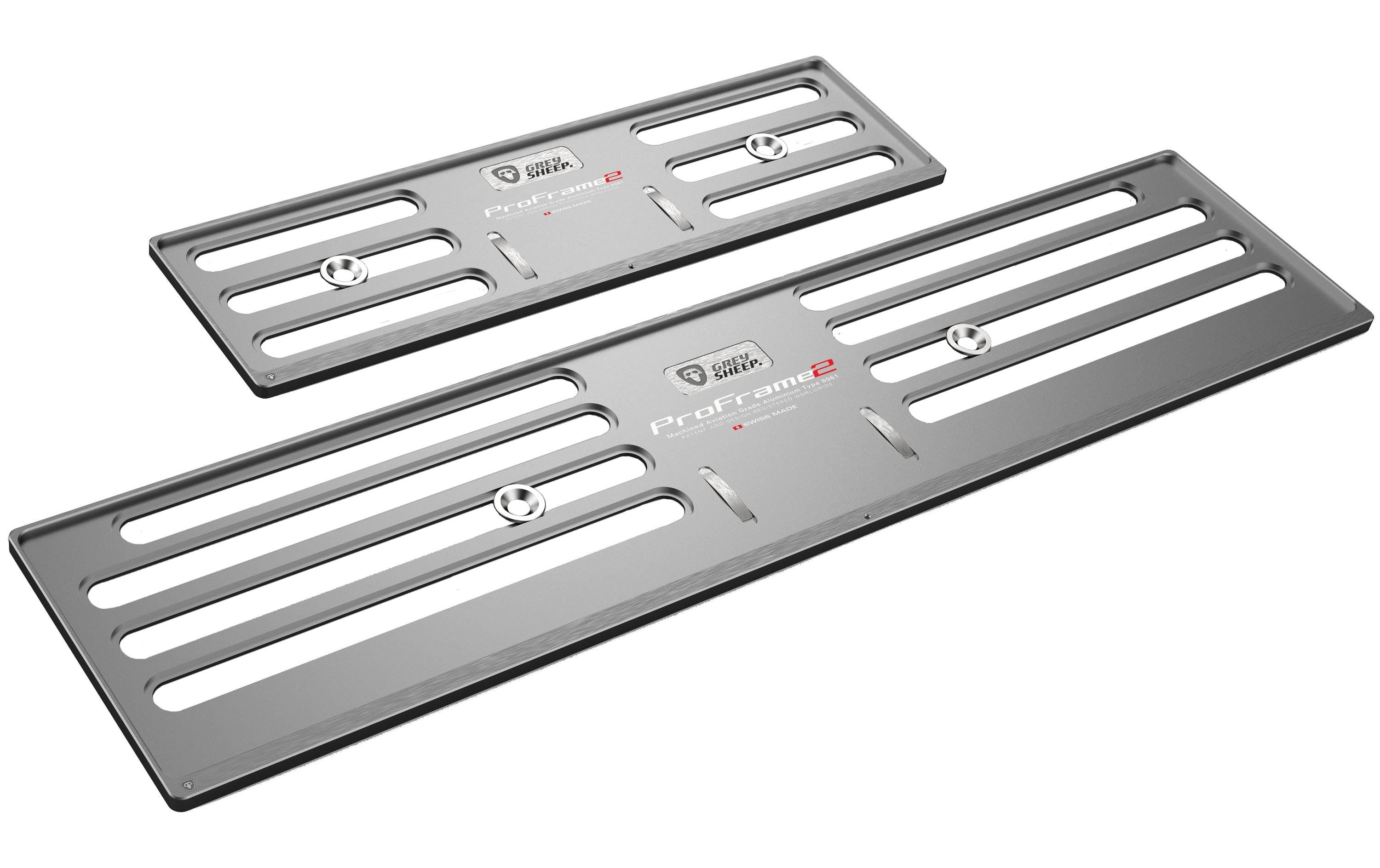 ProFrame 2, Nummernrahmen Set,Aluminium Phantom Silver, 30 x 8 cm / 50 x 11 cm