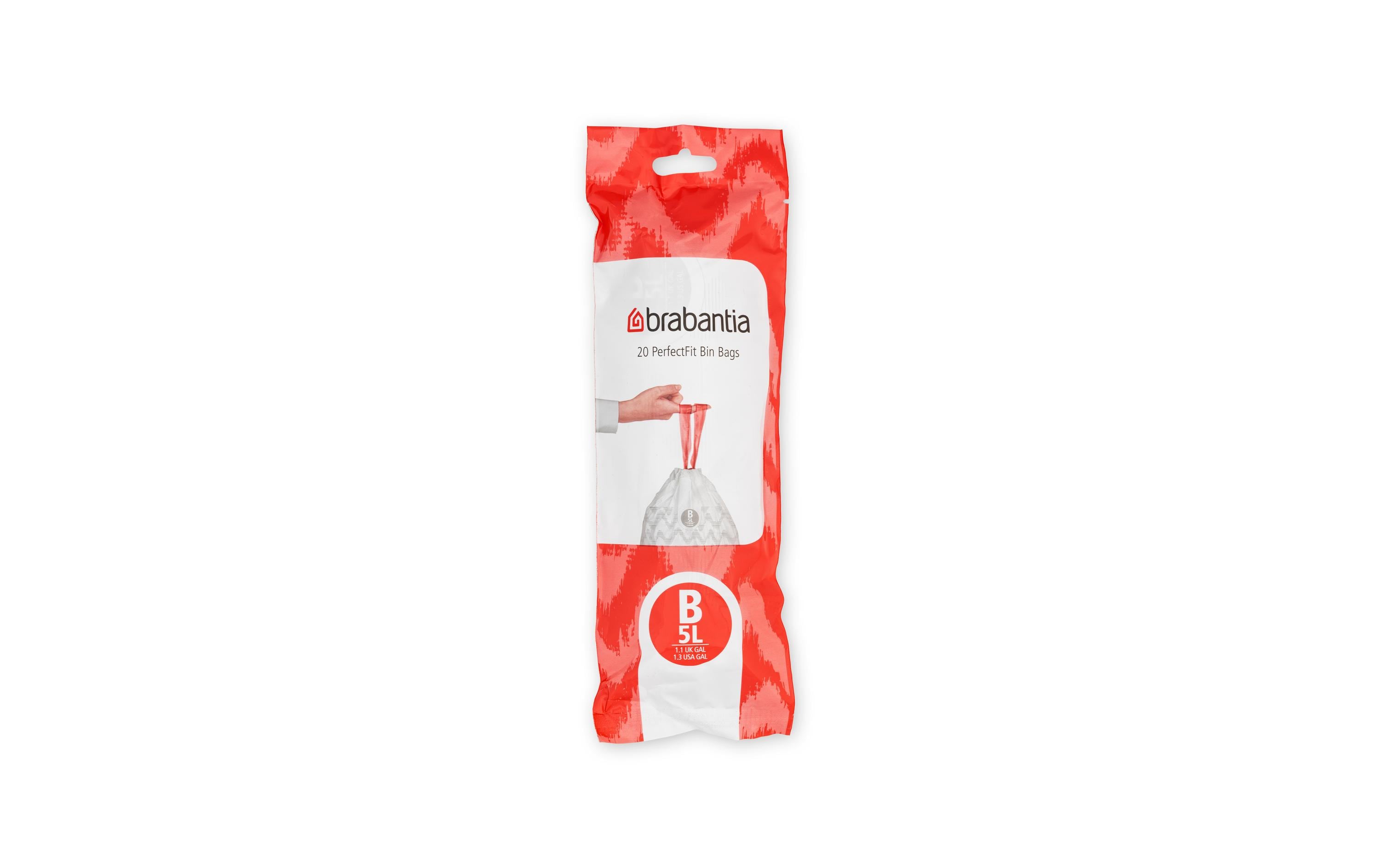 Brabantia PerfectFit Kehrichtsack 20 Stück pro Rolle, Grösse B, 5 Liter