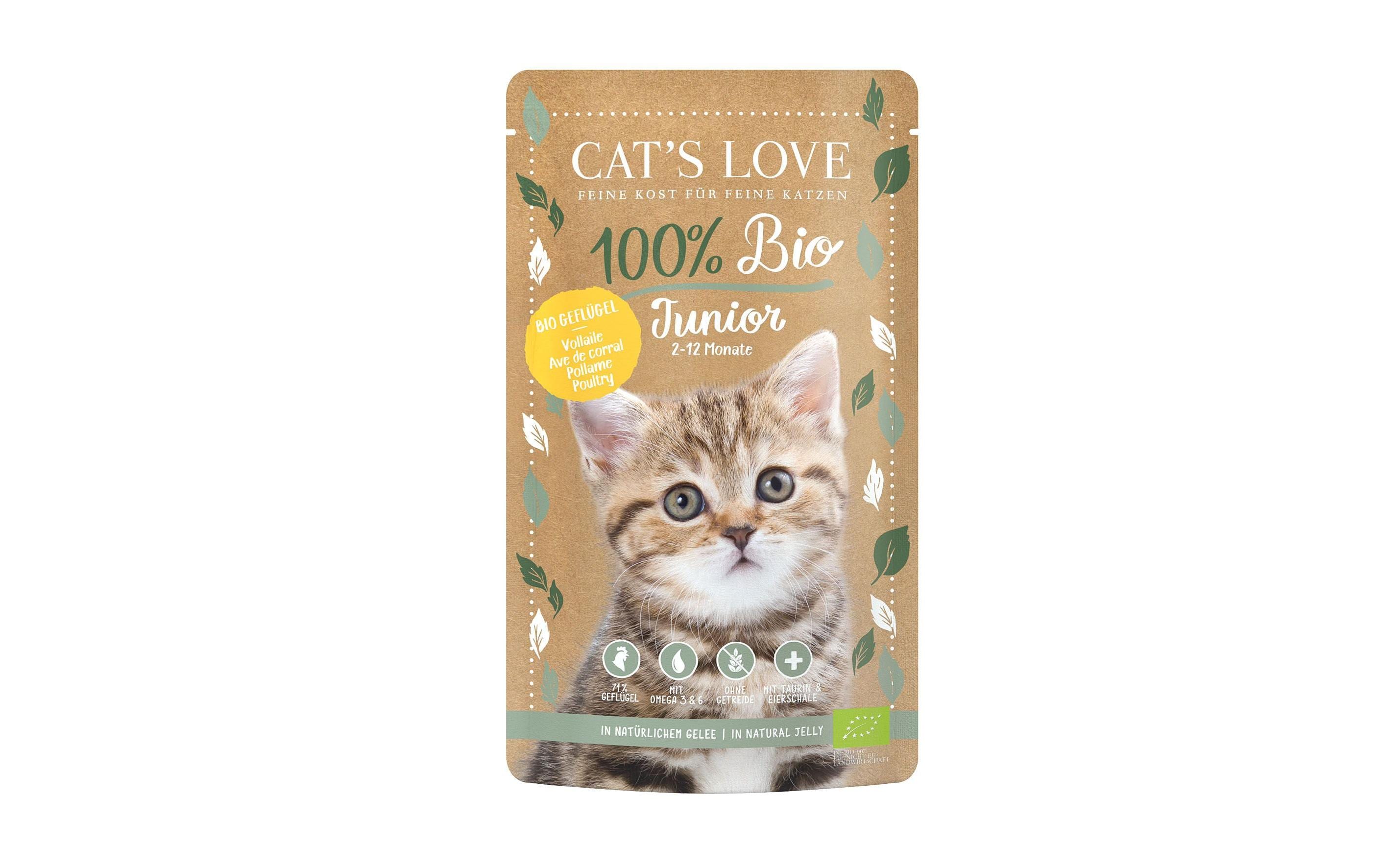 Cat's Love Nassfutter Junior BIO Geflügel 100g
