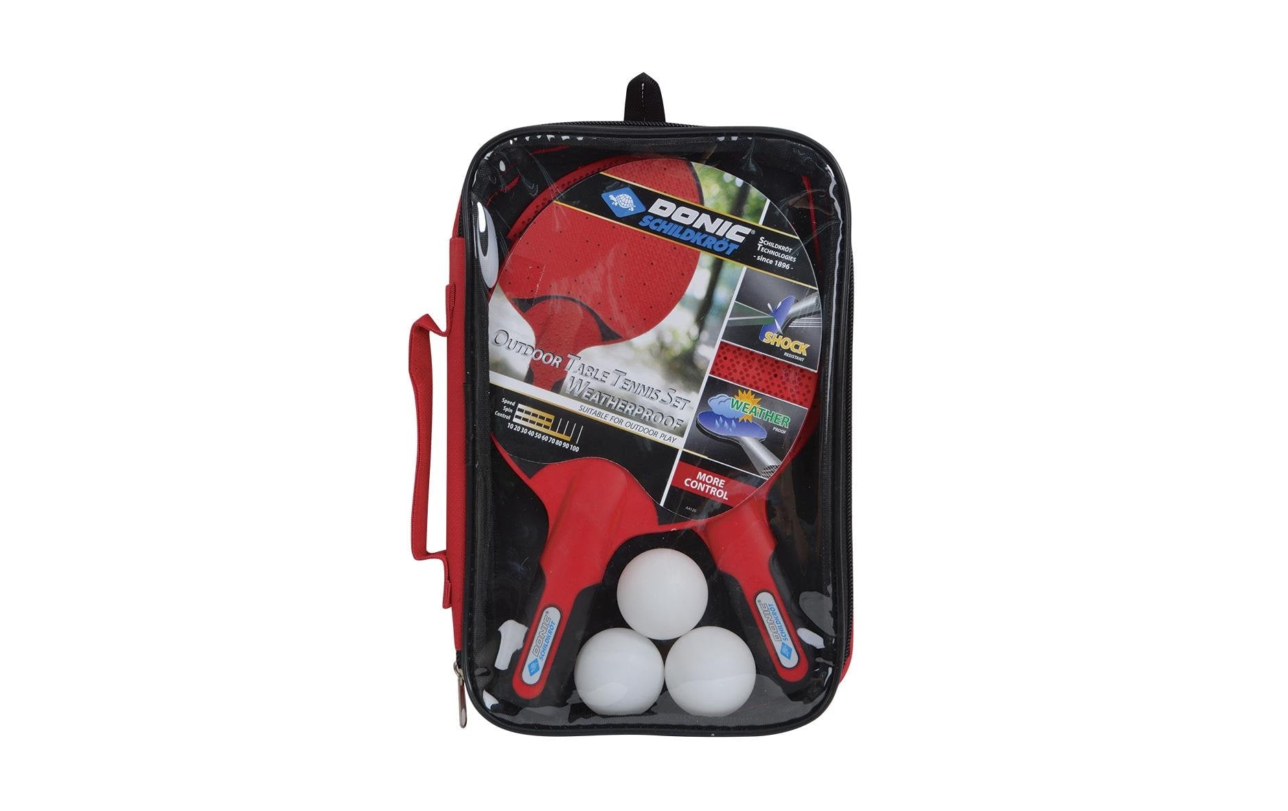 DONIC Schildkröt Set Outdoor Weatherproof 2x Schläger, 3x Bälle