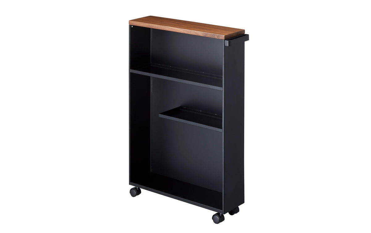 Yamazaki Aufbewahrungswagen Tower schwarz halbgeschlossen, 13x47.5x68cm (LxBxH)