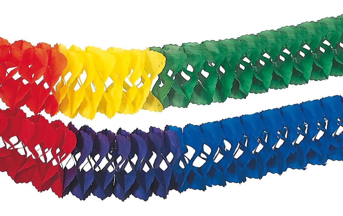 Papstar Girlande Rainbow Papier, Länge: 10m D: 25cm