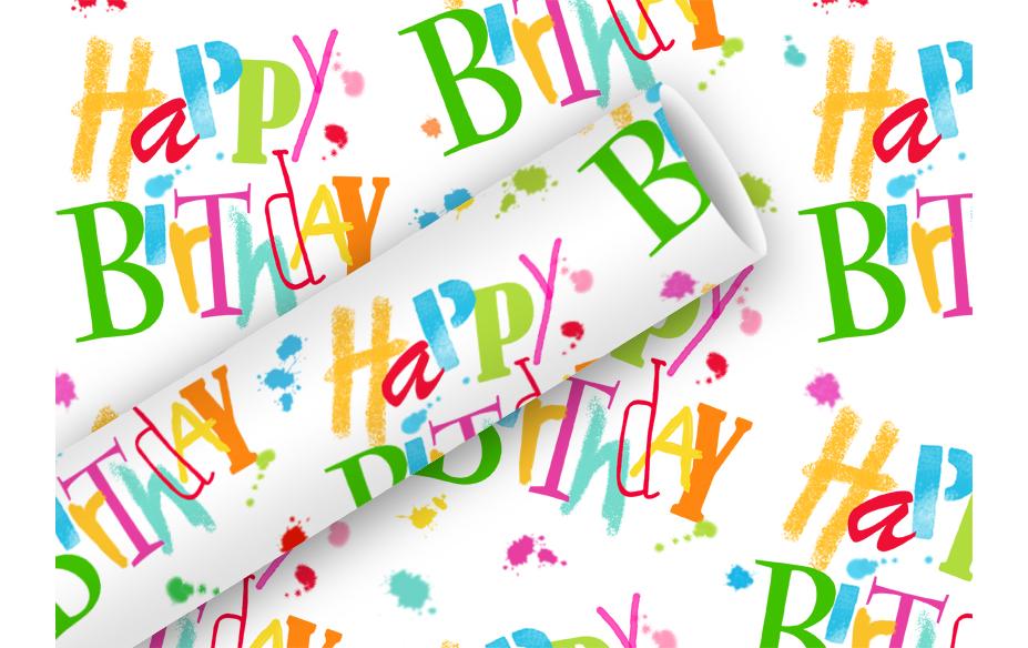 B+C Geschenkpapier Birthday Dance 80g/m2, 70cm x 2 m
