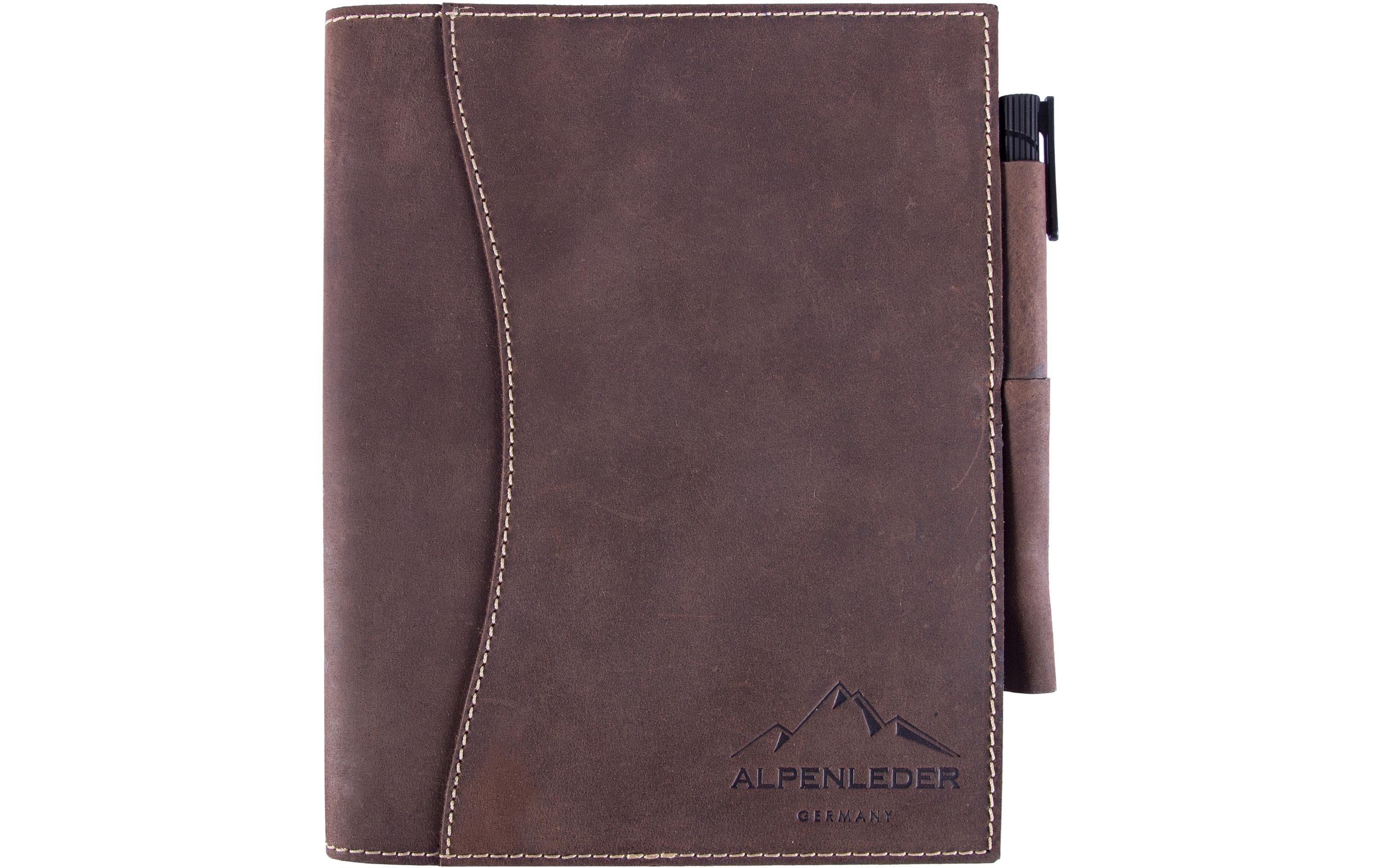 Alpenleder Notizbuch "Schiller" A5, liniert, Büffelleder braun