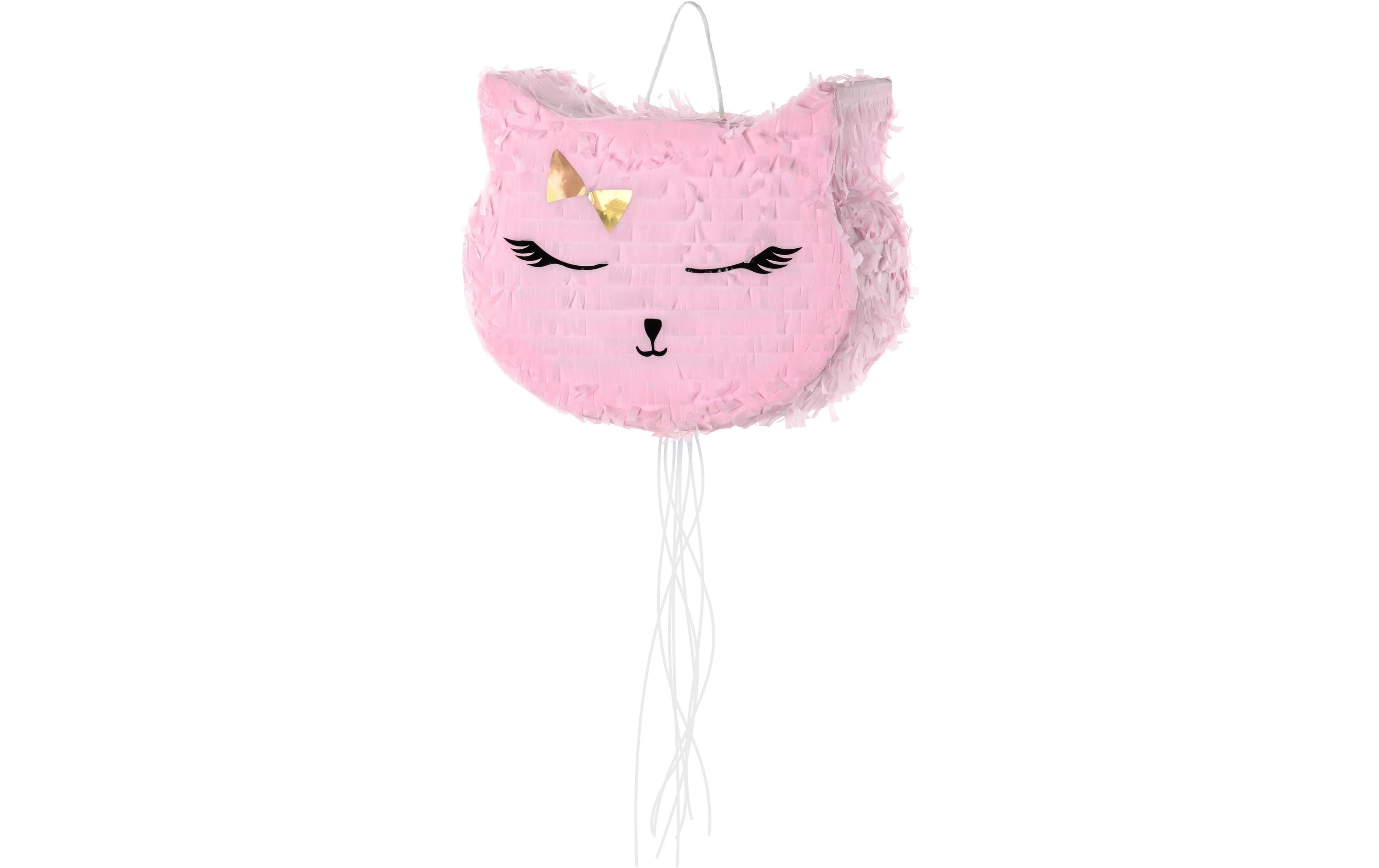 Partydeco Pinata Katze 35 x 27 x 9 cm, rosa, 1 Stk