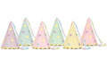 Partydeco Partyhut Sterne pastellfarbig, 14.5 x 10 cm, 6 Stück