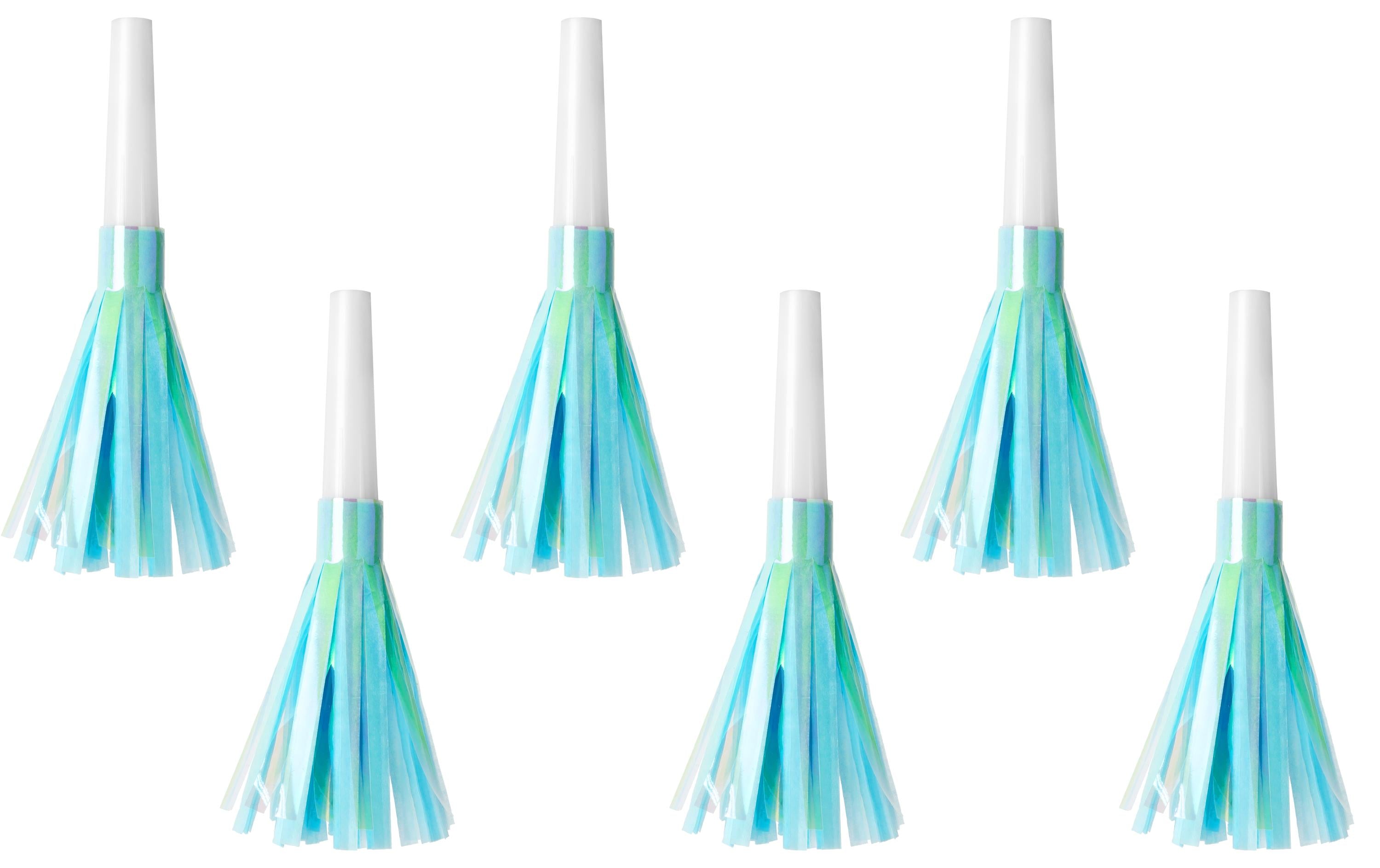 Partydeco Partypfeife hellblau, 12.5 cm, 6 Stück
