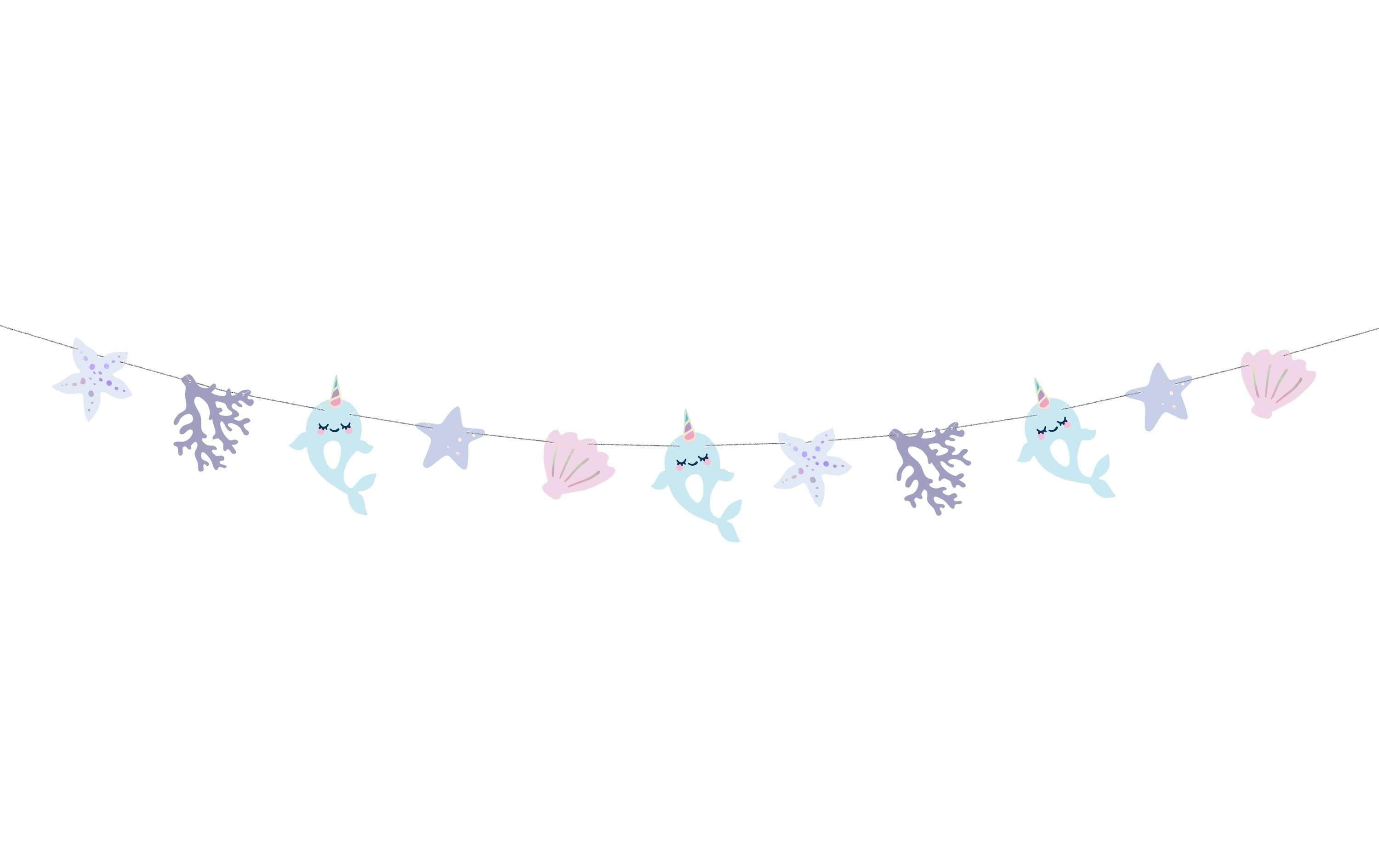 Partydeco Girlande Wal 100 x 10.5 cm, rosa/violett/blau