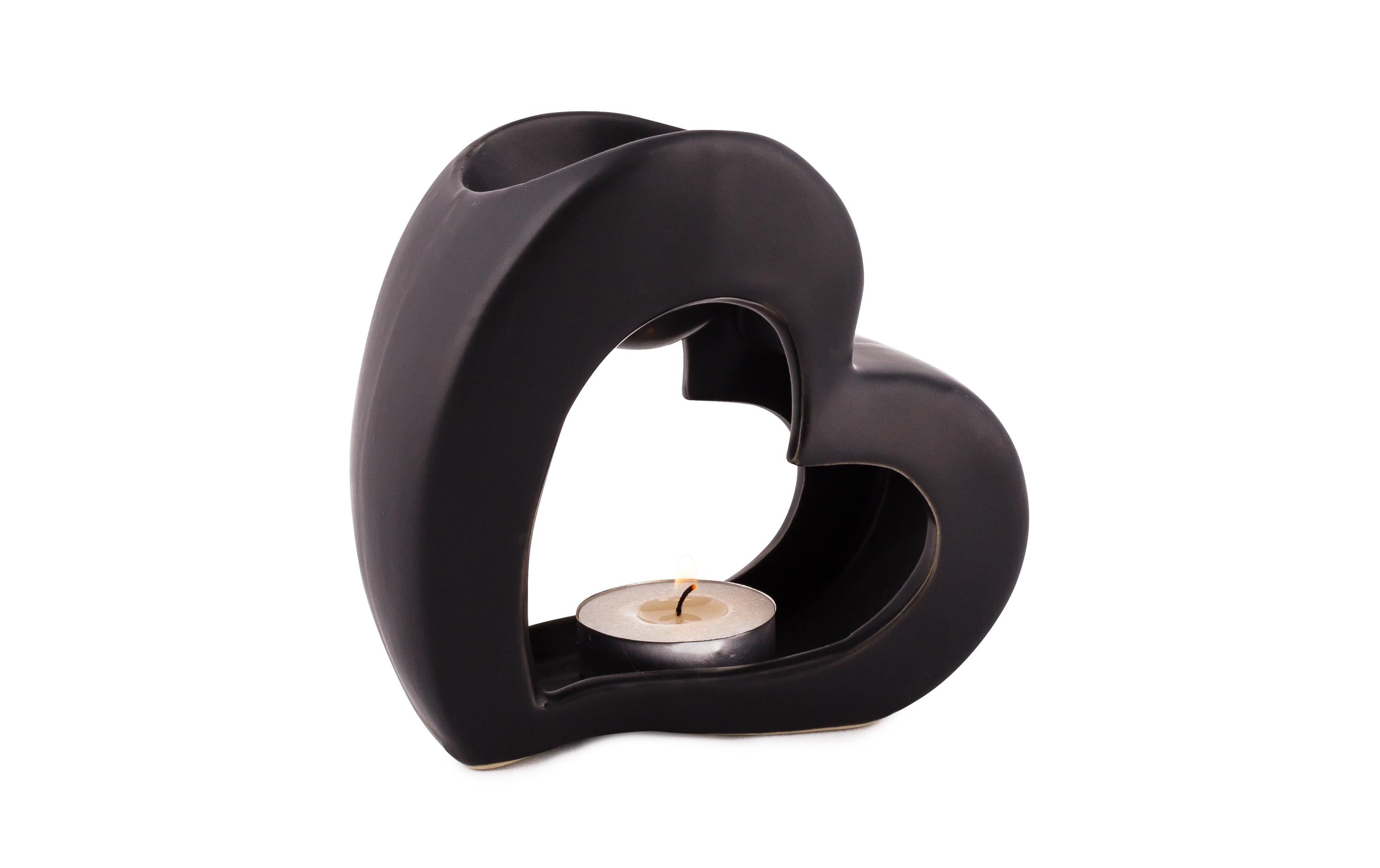 Pajoma Duftlampe Heart Keramik, schwarz, H 13 cm