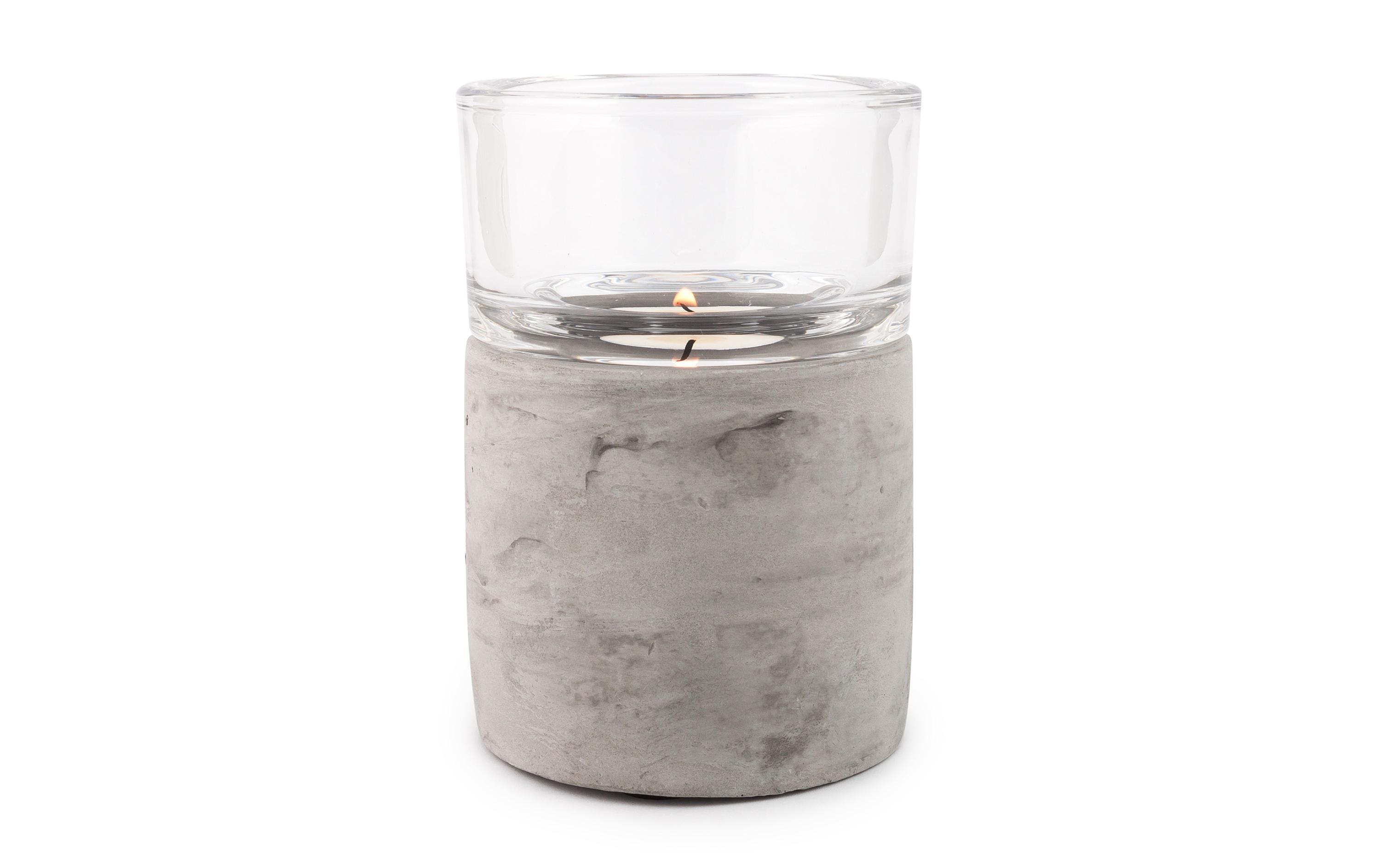 Pajoma Teelichthalter Ambiente Beton Glas, H 11.9 x Ø 8.3 cm