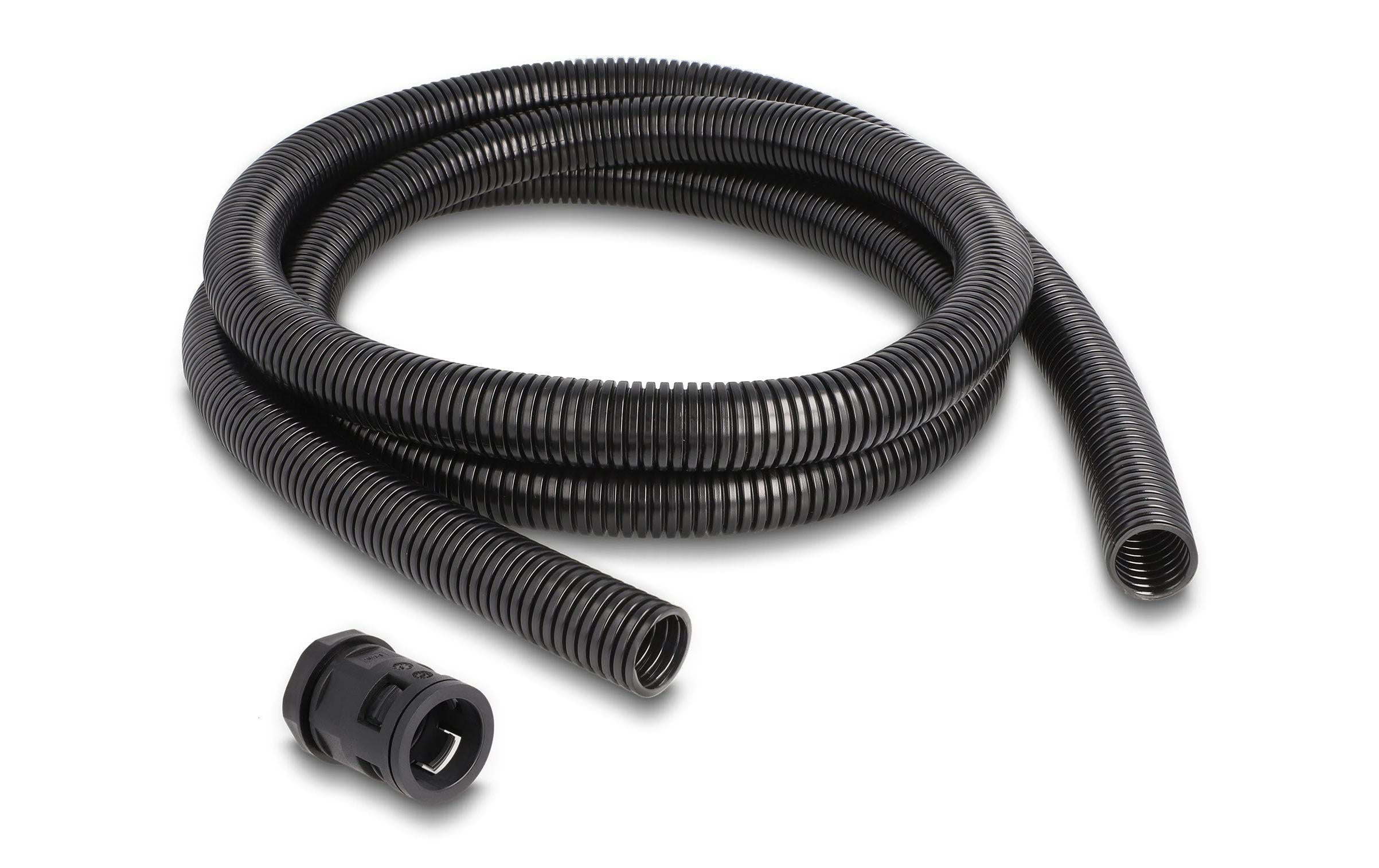 Delock Kabelschutzschlauch, 2mx21.2mm PG16, Schlauchverschraubung Set, schwarz