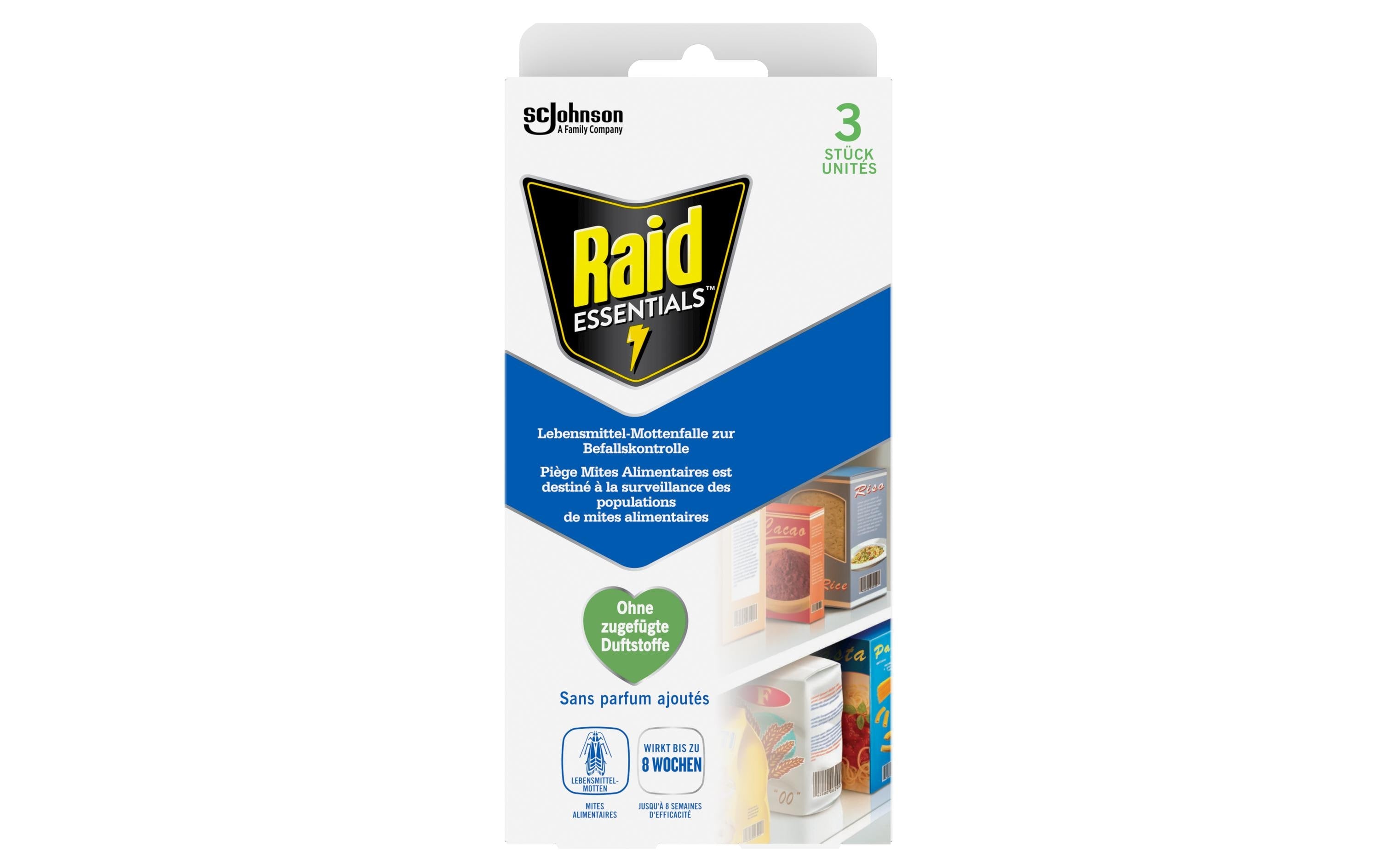 Raid Essentials Lebensmittel-Mottenfalle zur Befallskontrolle, 3 Stück