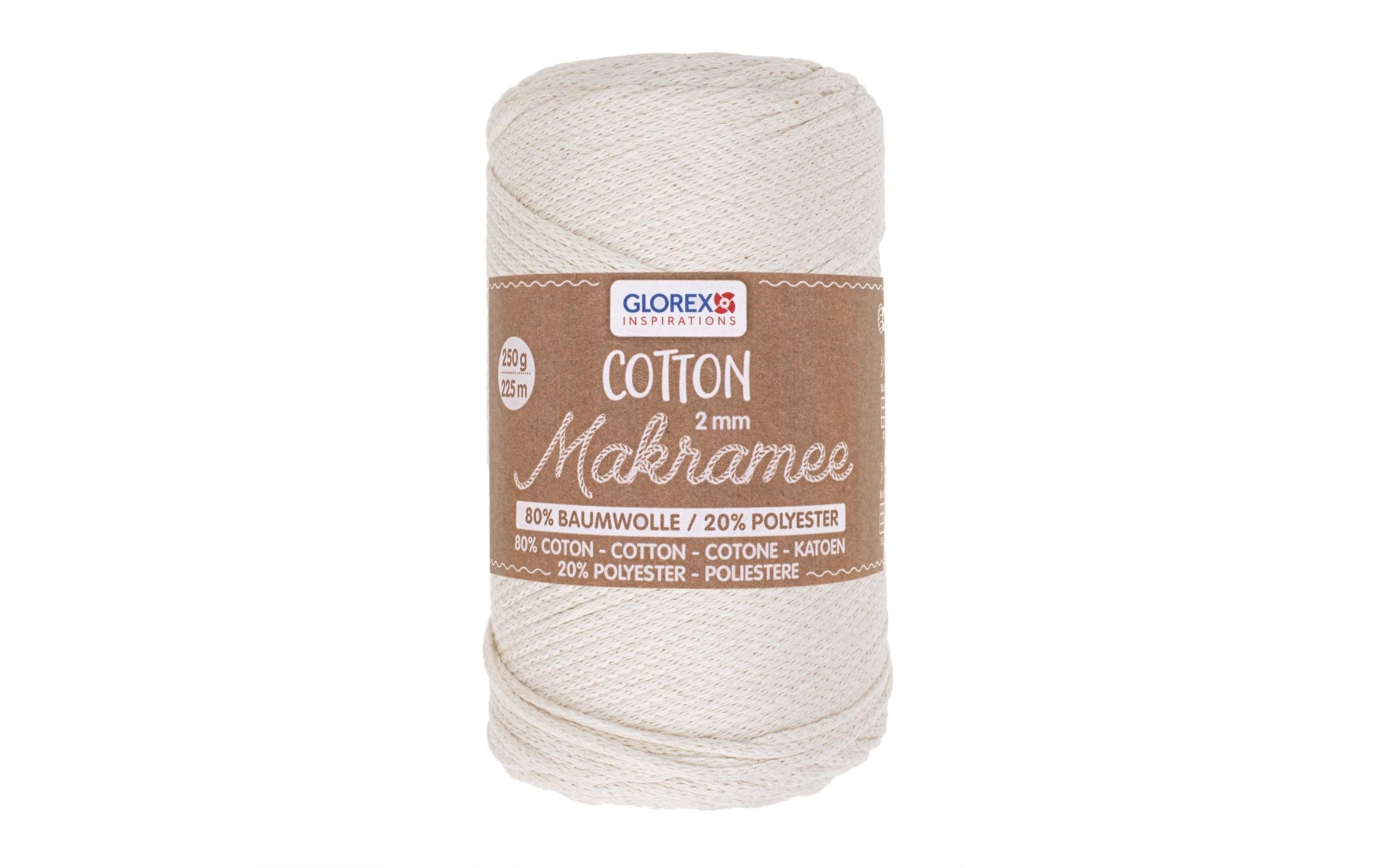 Glorex Textilgarn Makramee Cotton 2mm, 250g, creme