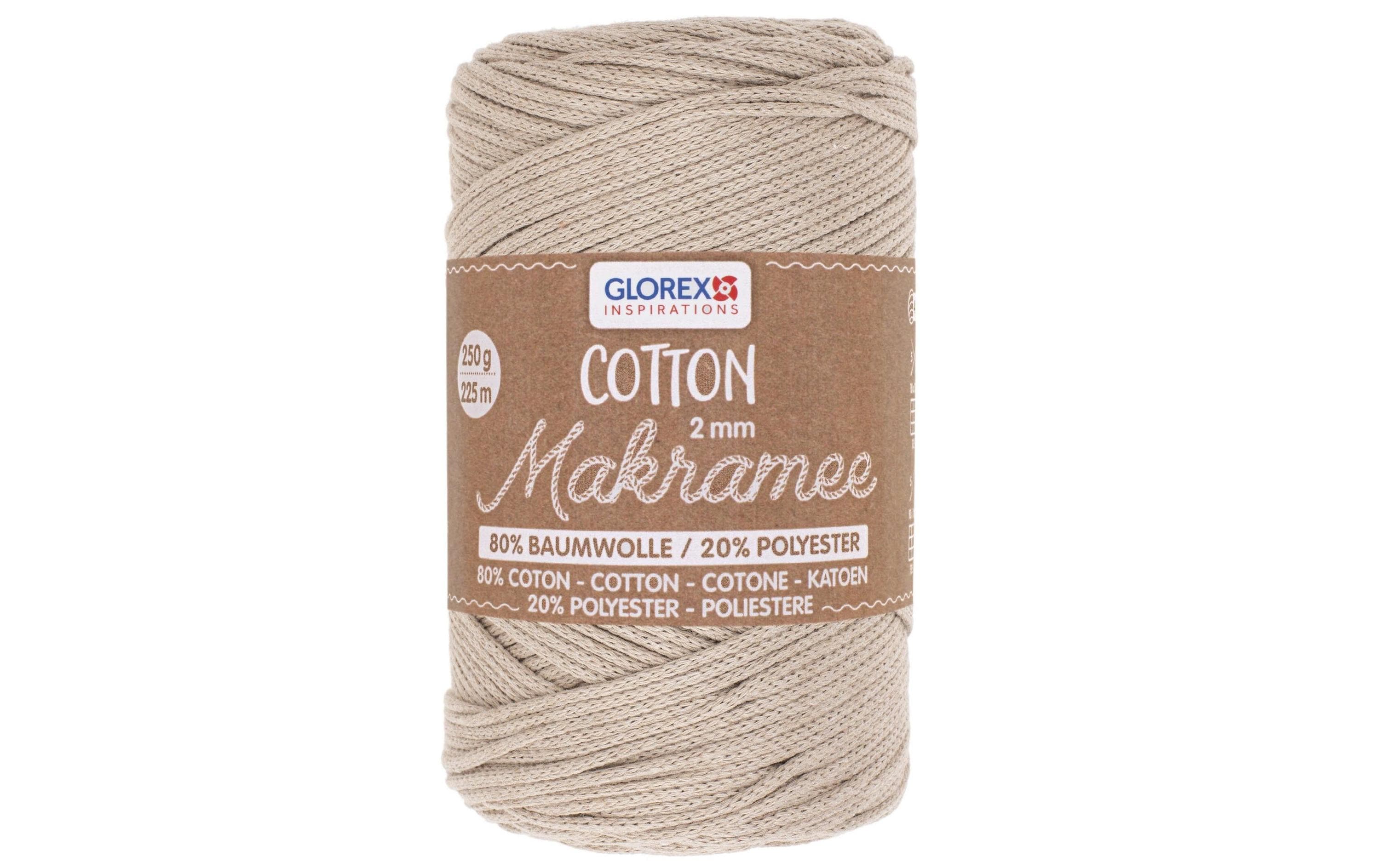 Glorex Textilgarn Makramee Cotton 2mm, 250g, taupe