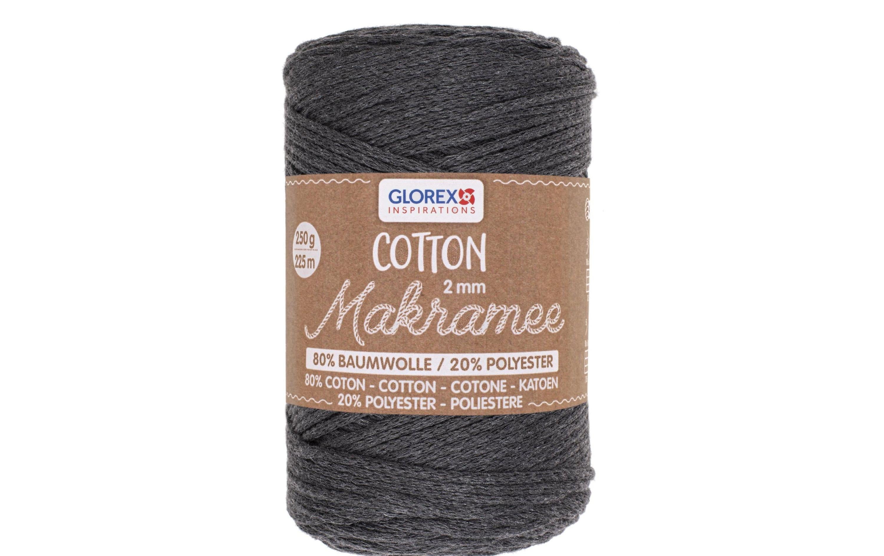 Glorex Textilgarn Makramee Cotton 2mm, 250g, anthrazit