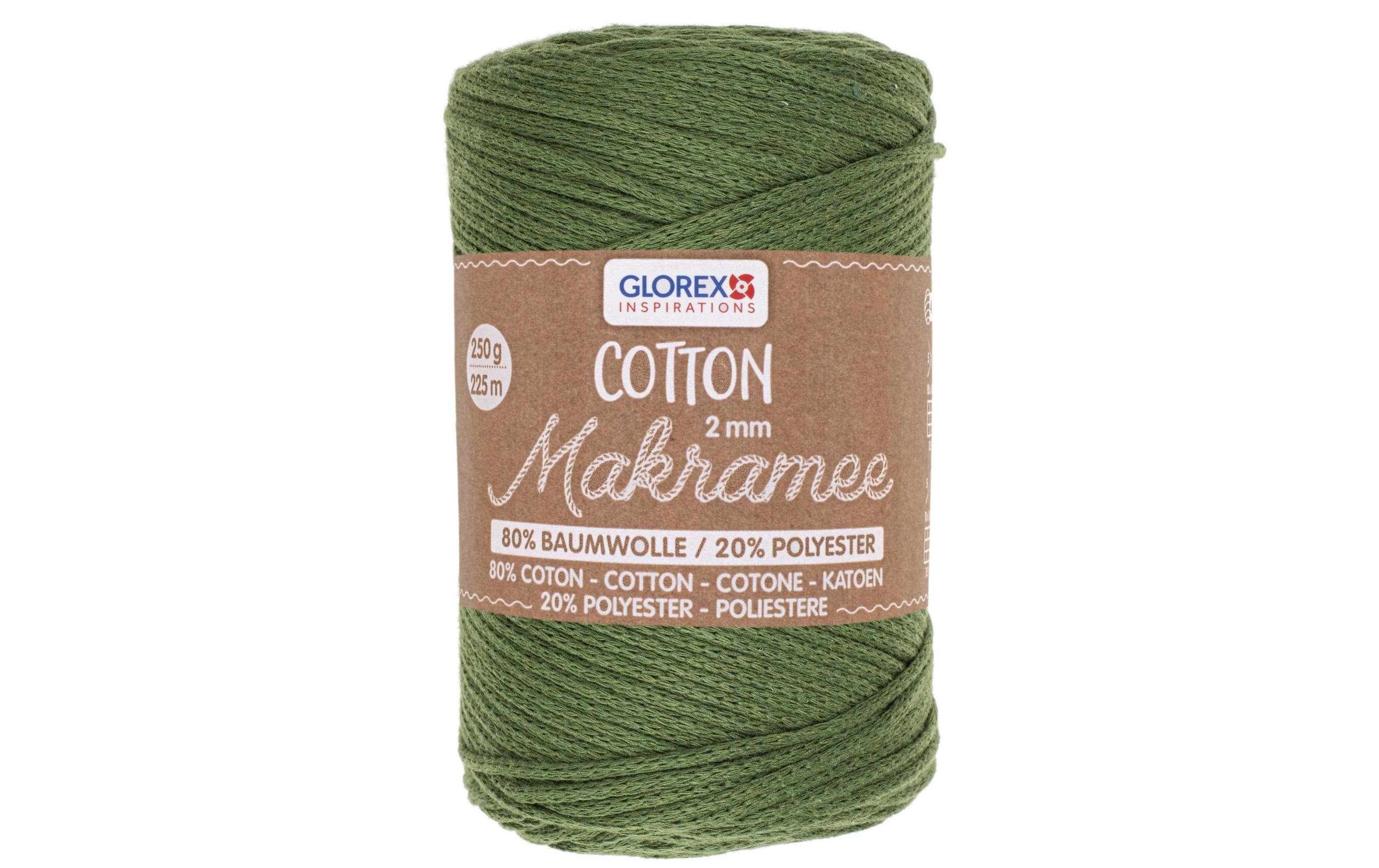 Glorex Textilgarn Makramee Cotton 2mm, 250g, oliv