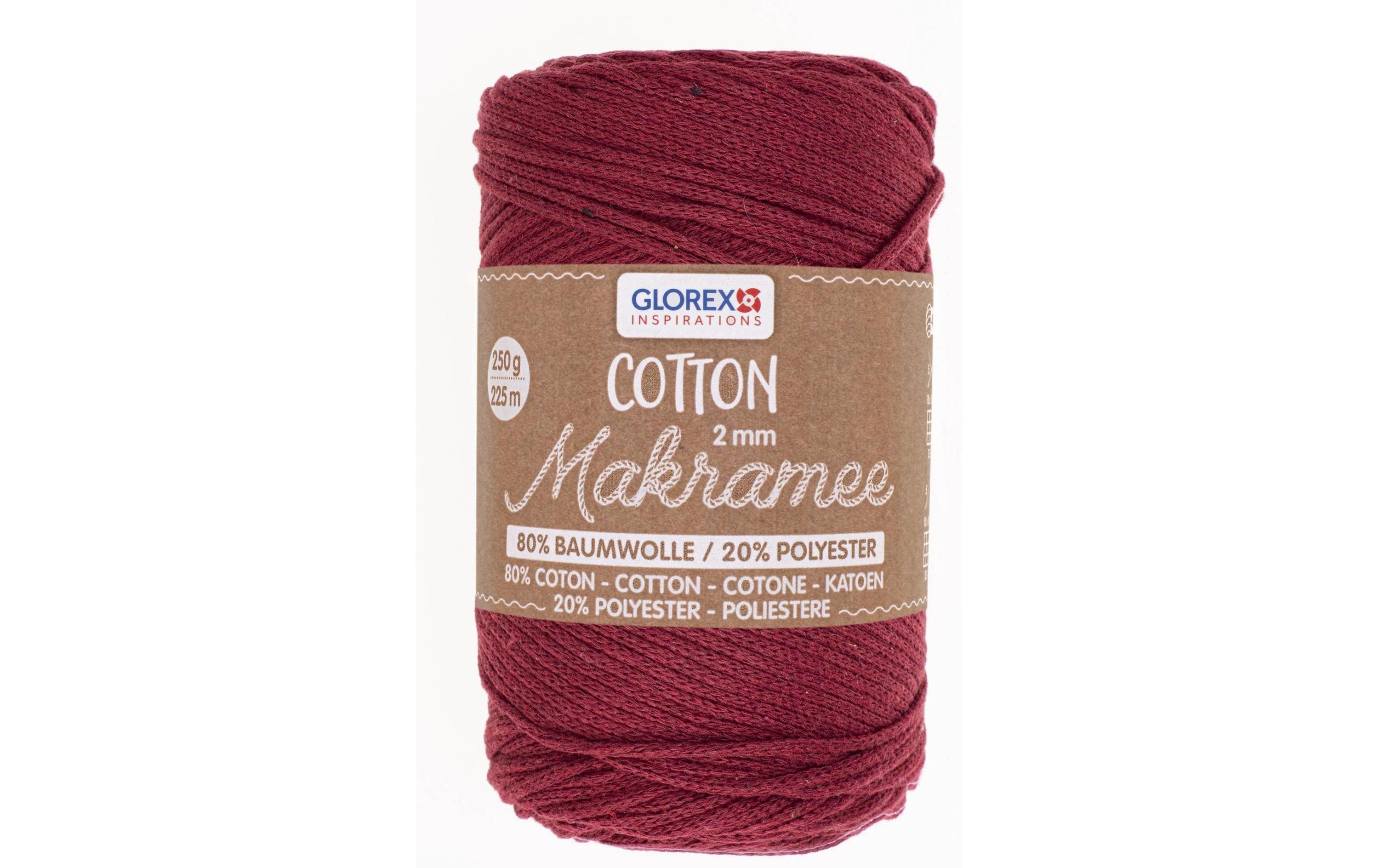 Glorex Textilgarn Makramee Cotton 2mm, 250g, bordeaux