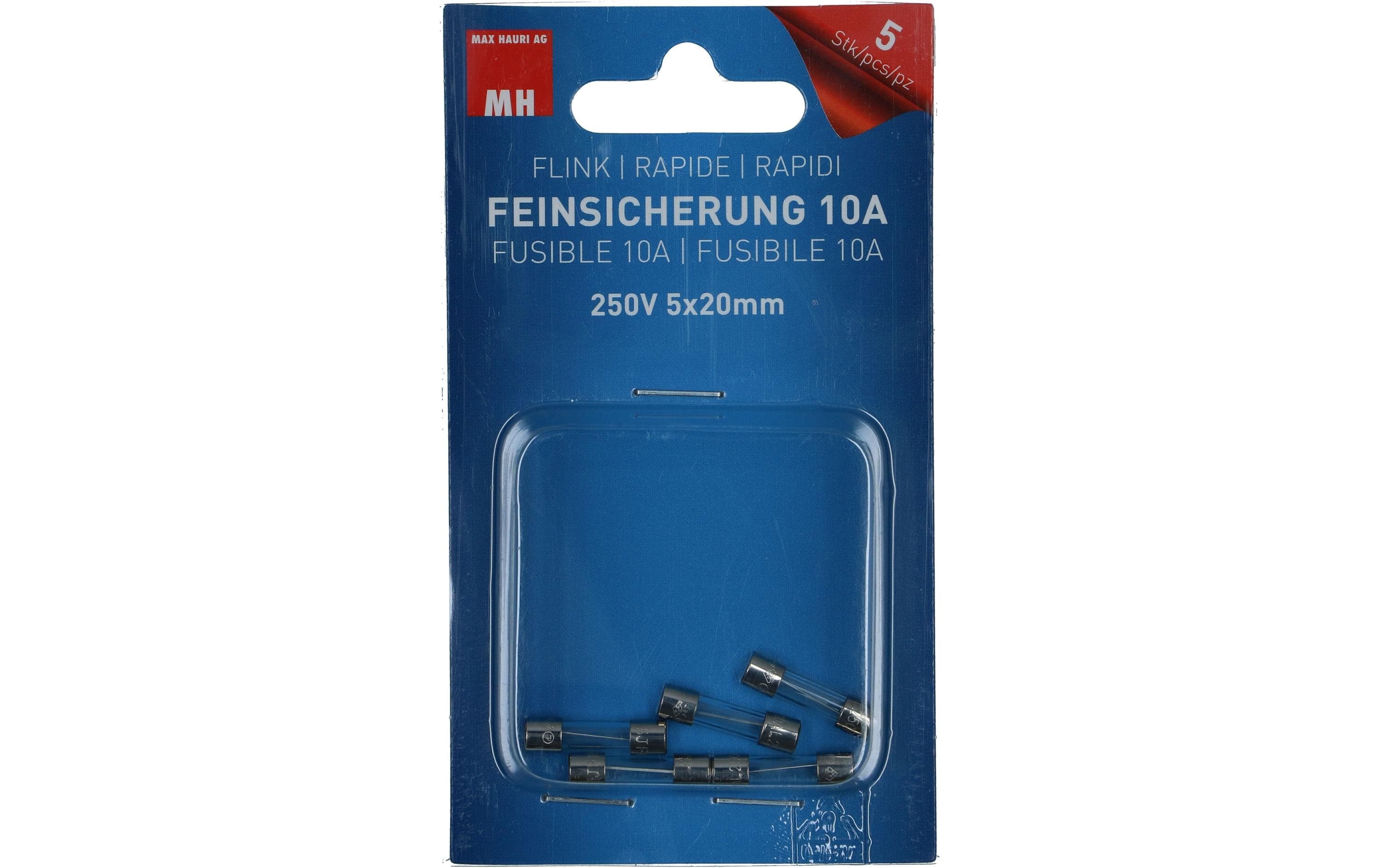 Max Hauri Feinsicherung 10A  250V 5x20mm flink, 5 Stk.