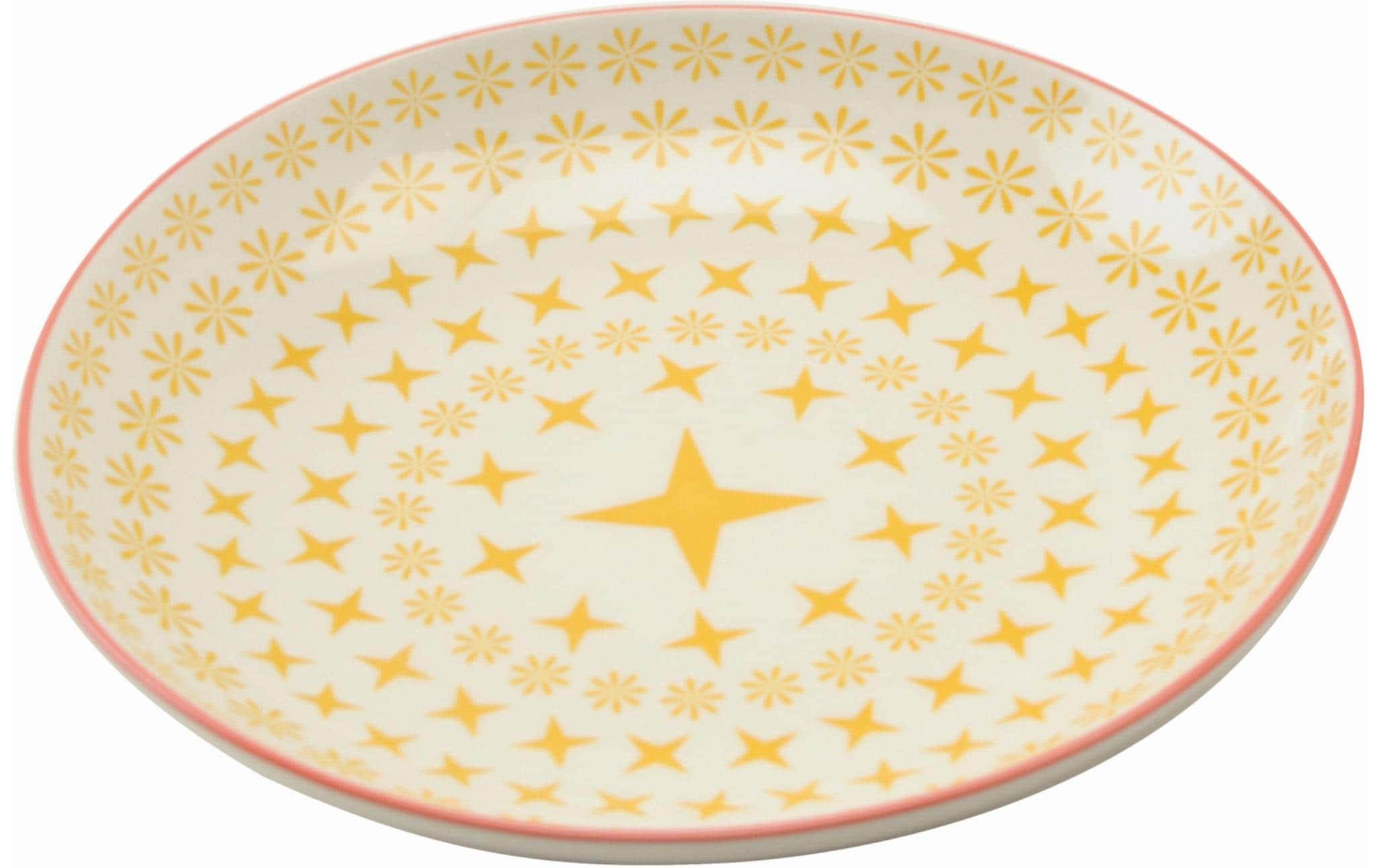 Haynan Teller gelb 25 cm, Rand rot 25cm