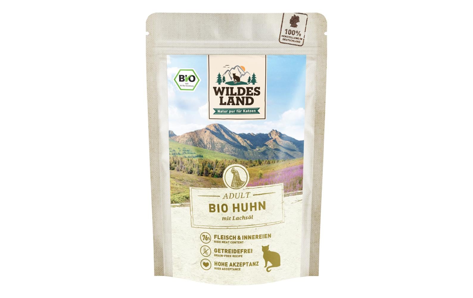 Wildesland Cat Adult BIO Huhn, Lachsöl 85g