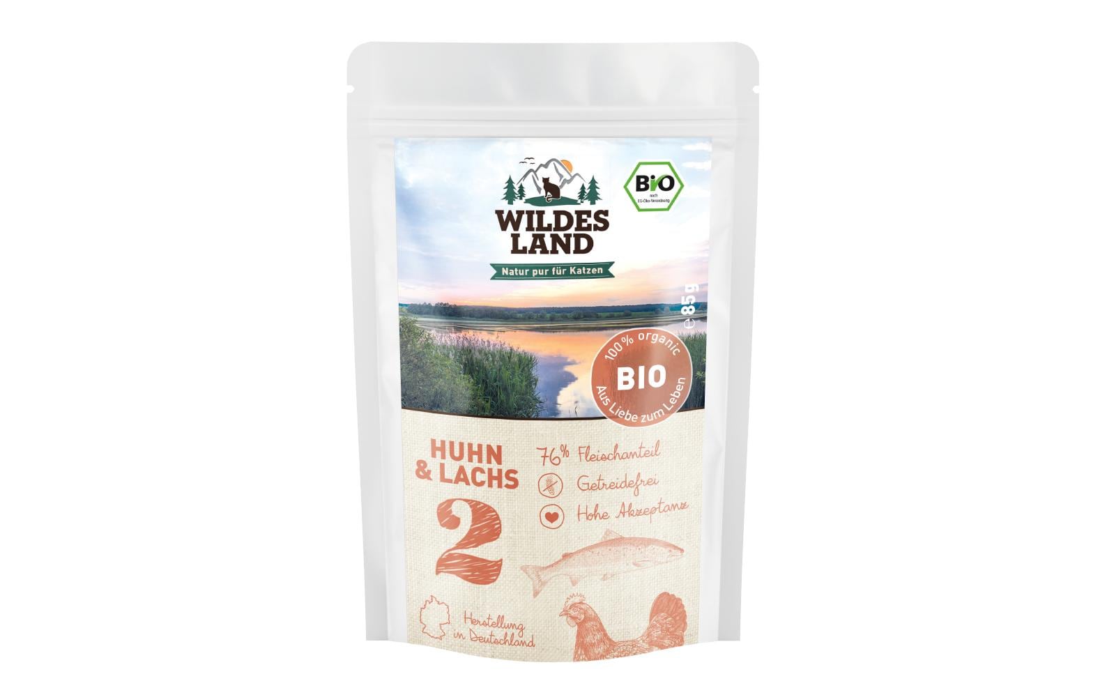 Wildesland Cat Adult BIO Huhn, Lachs, Cran. 12x85g