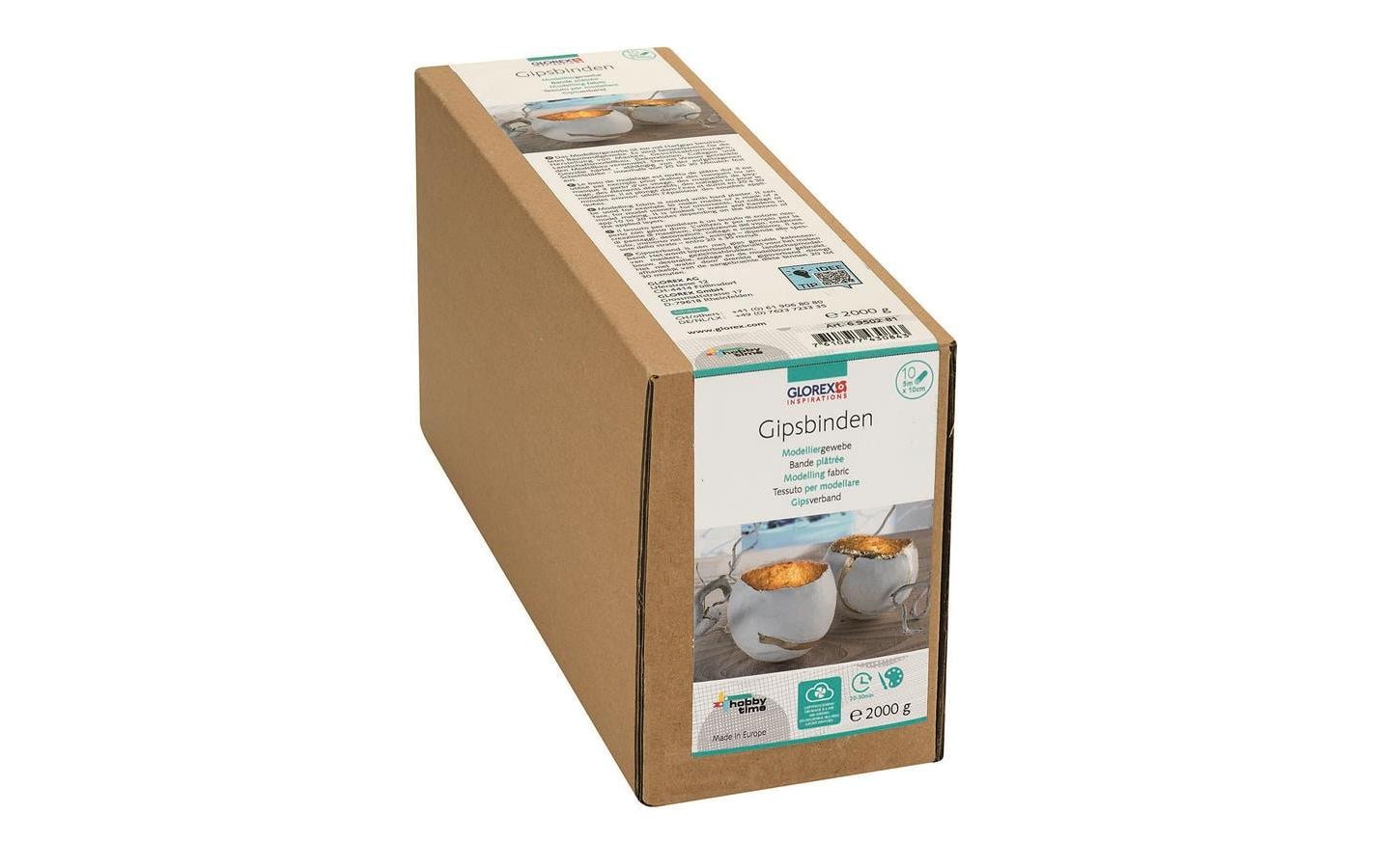 Glorex Gipsbinden Grosspackung 5 m x 10 cm, 10 Rollen, 2 kg