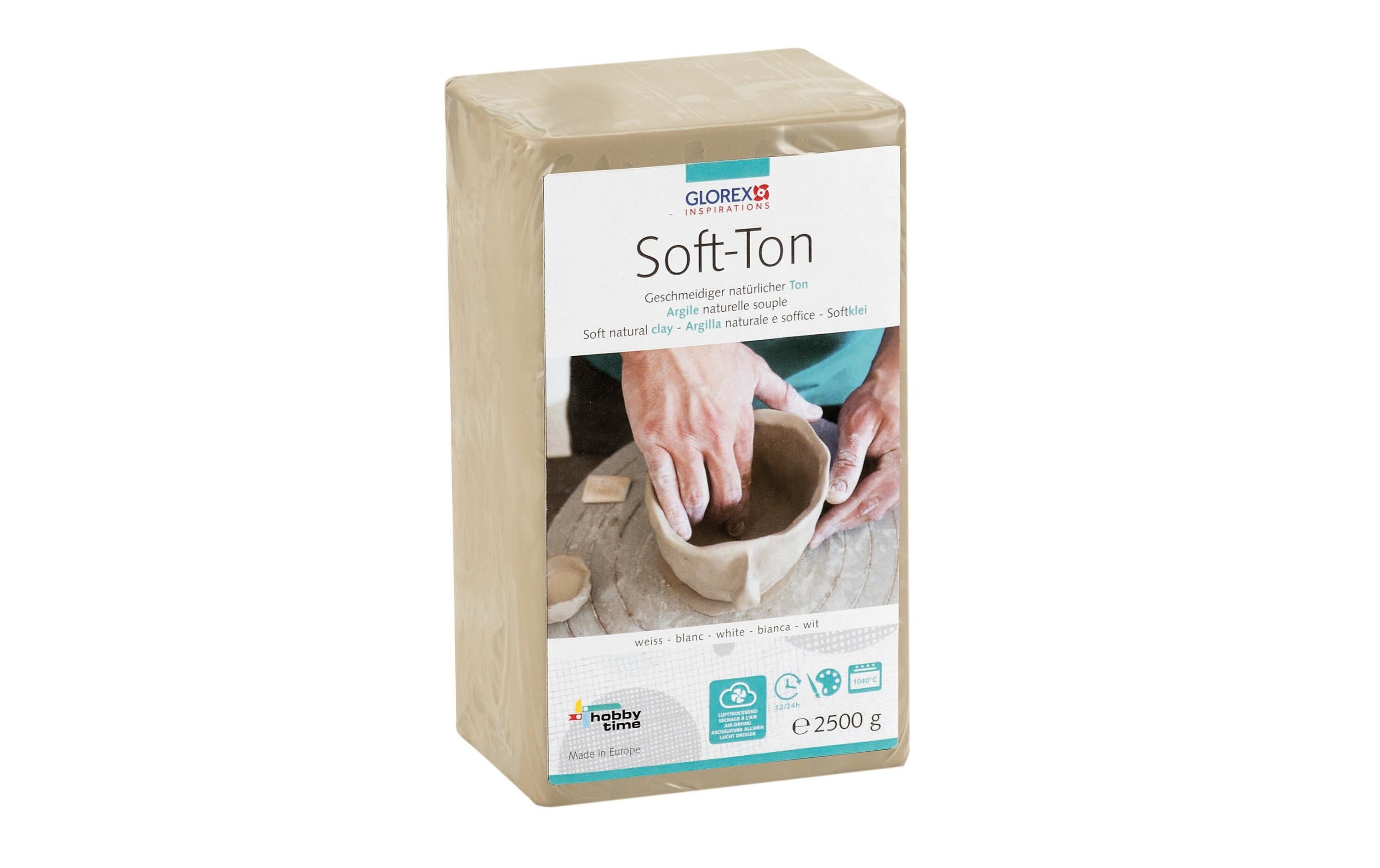 Glorex Modelliermasse Soft-Ton 2500g, weiss, weicher Ton