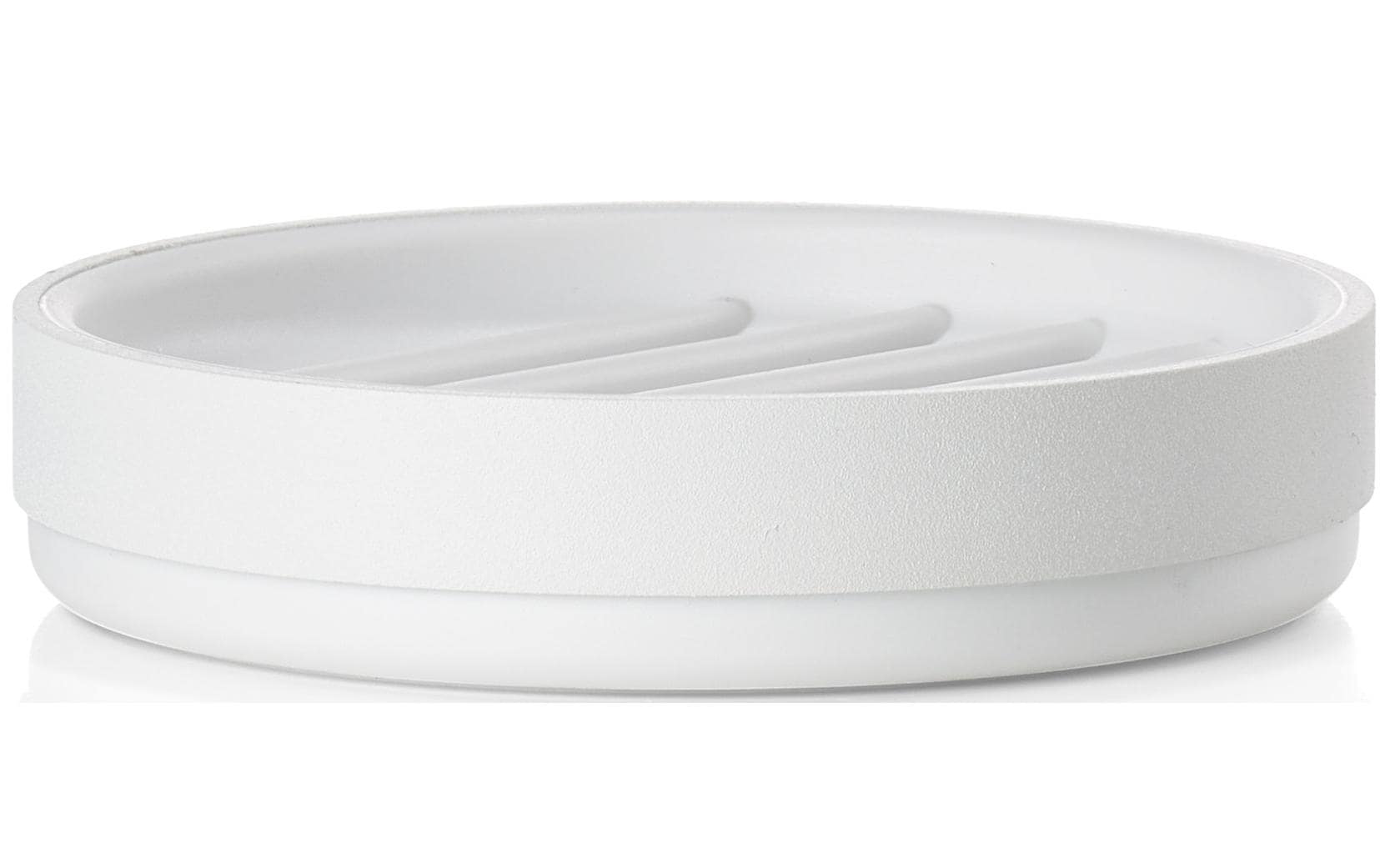Zone Seifenschale Rim weiss D: 10.8cm, Aluminium, ABS