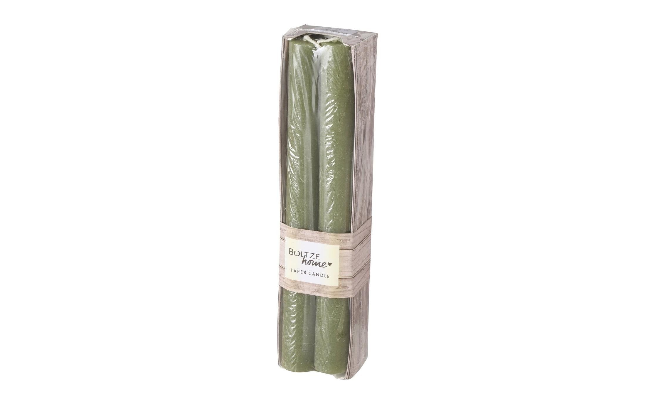 Boltze Stabkerze Melia 4 tlg. H 20cm, D 2cm, Paraffin, khaki