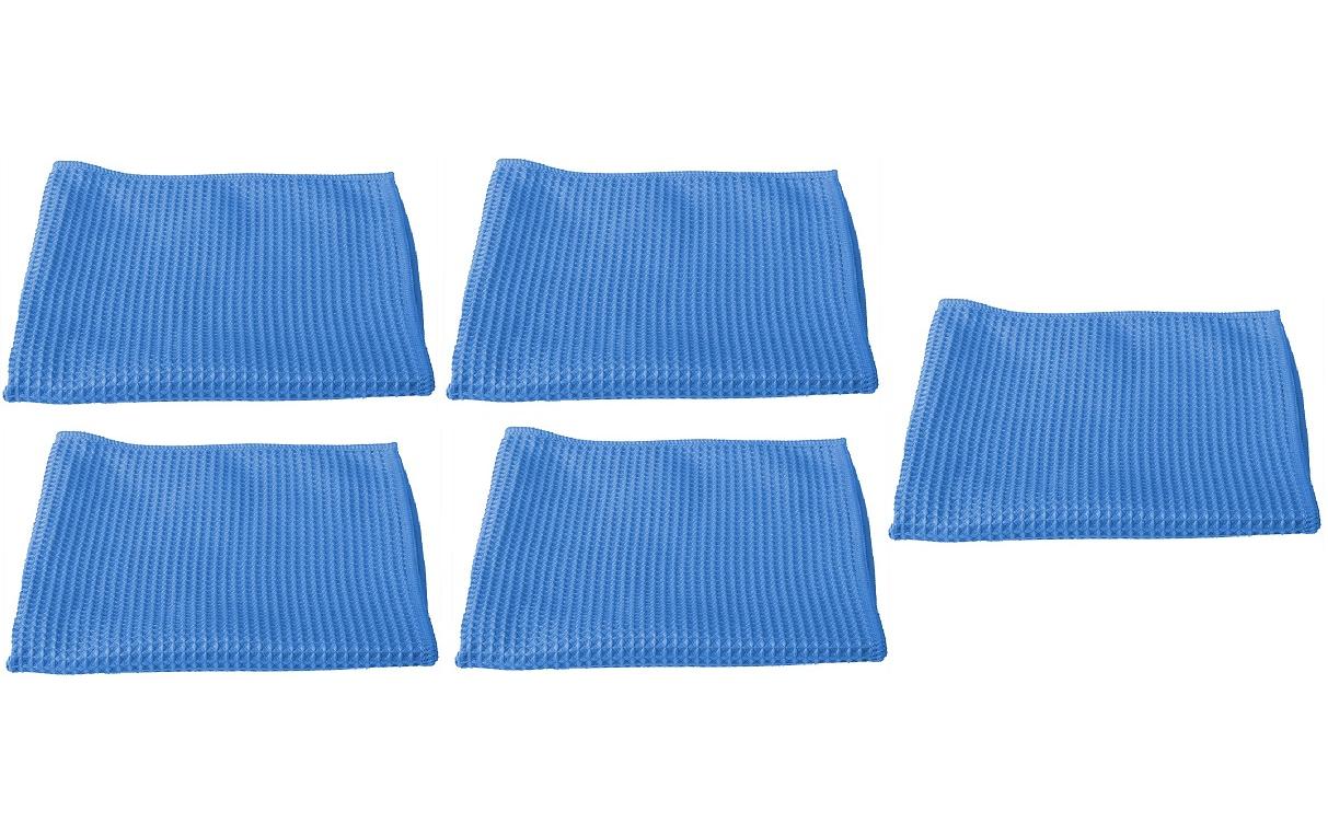 Edi Baur Mikrofaser Waffeltuch 5er Pack blau, 40x40cm