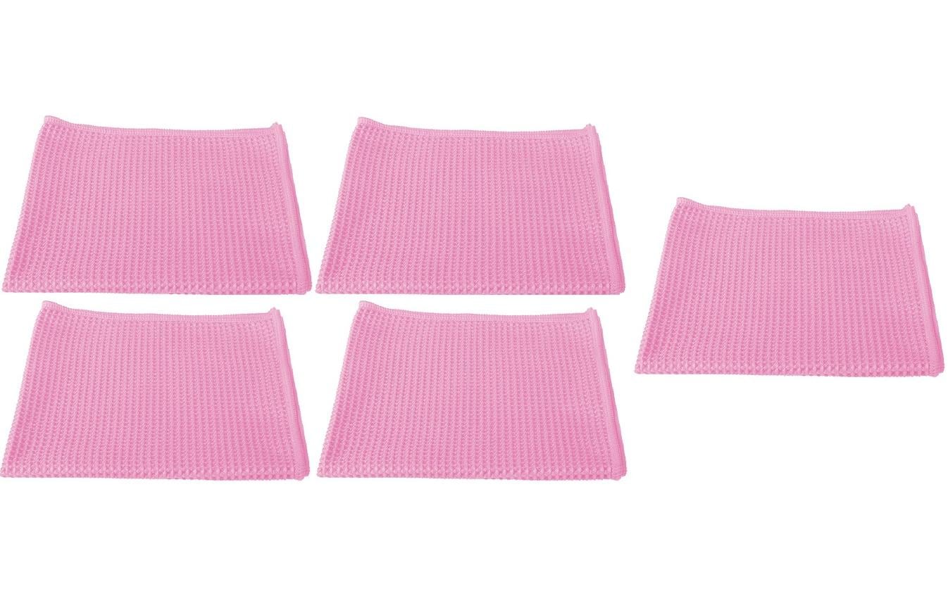 Edi Baur Mikrofaser Waffeltuch 5er Pack rosa, 40x40cm