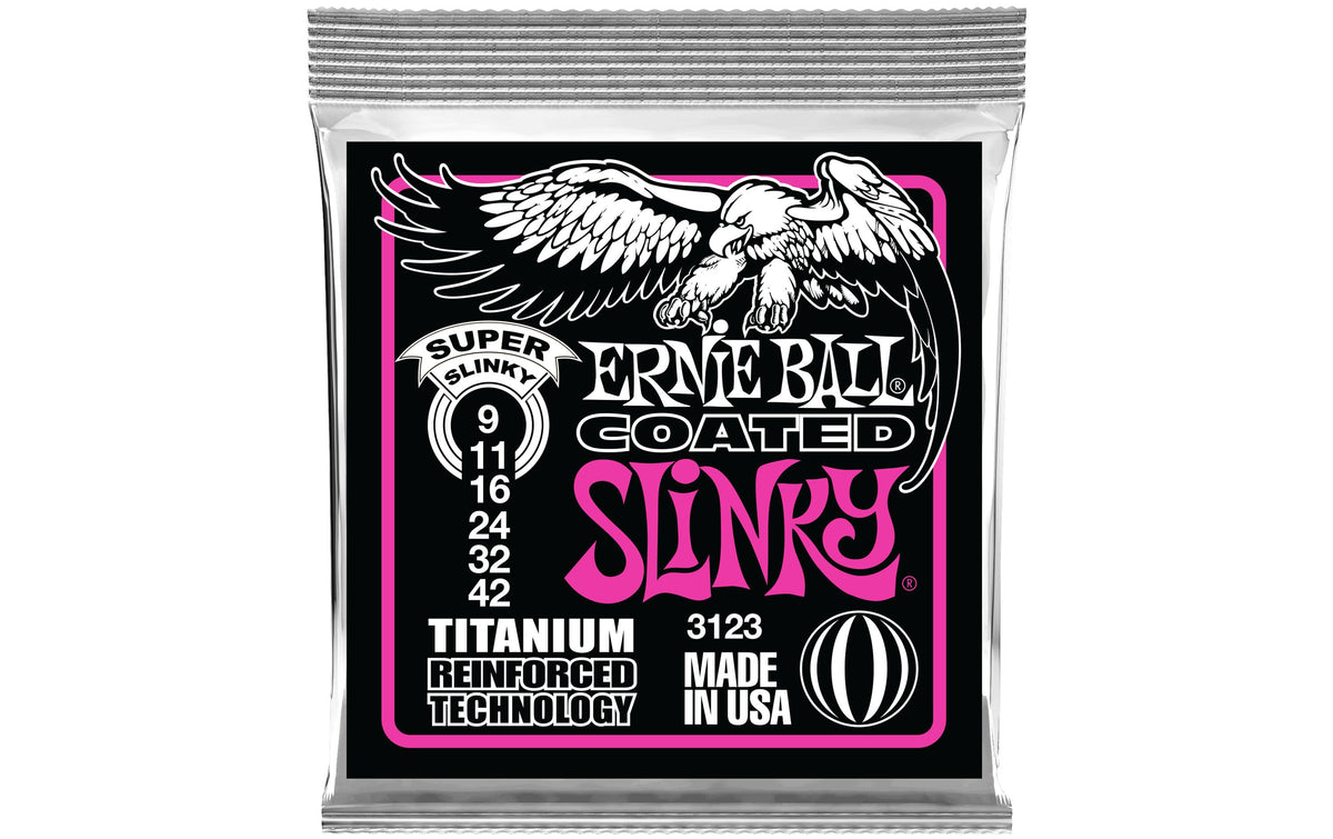 Ernie Ball 3123 Slinky Coated Titanium E-Gitarren Saitensatz, Super 09-42