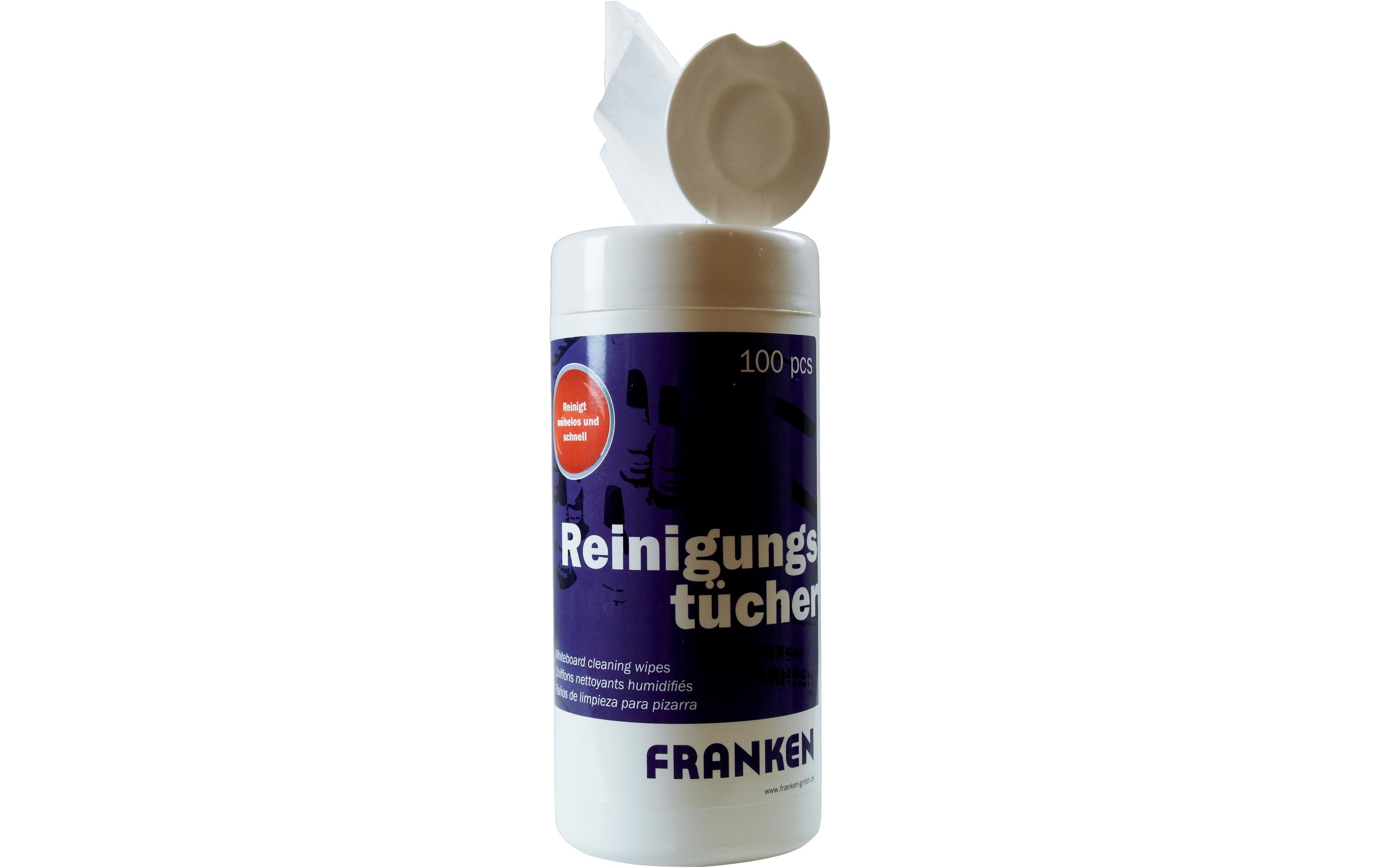FRANKEN Reinigungstuch in der Spenderdose für Whiteboards, 100 Stk