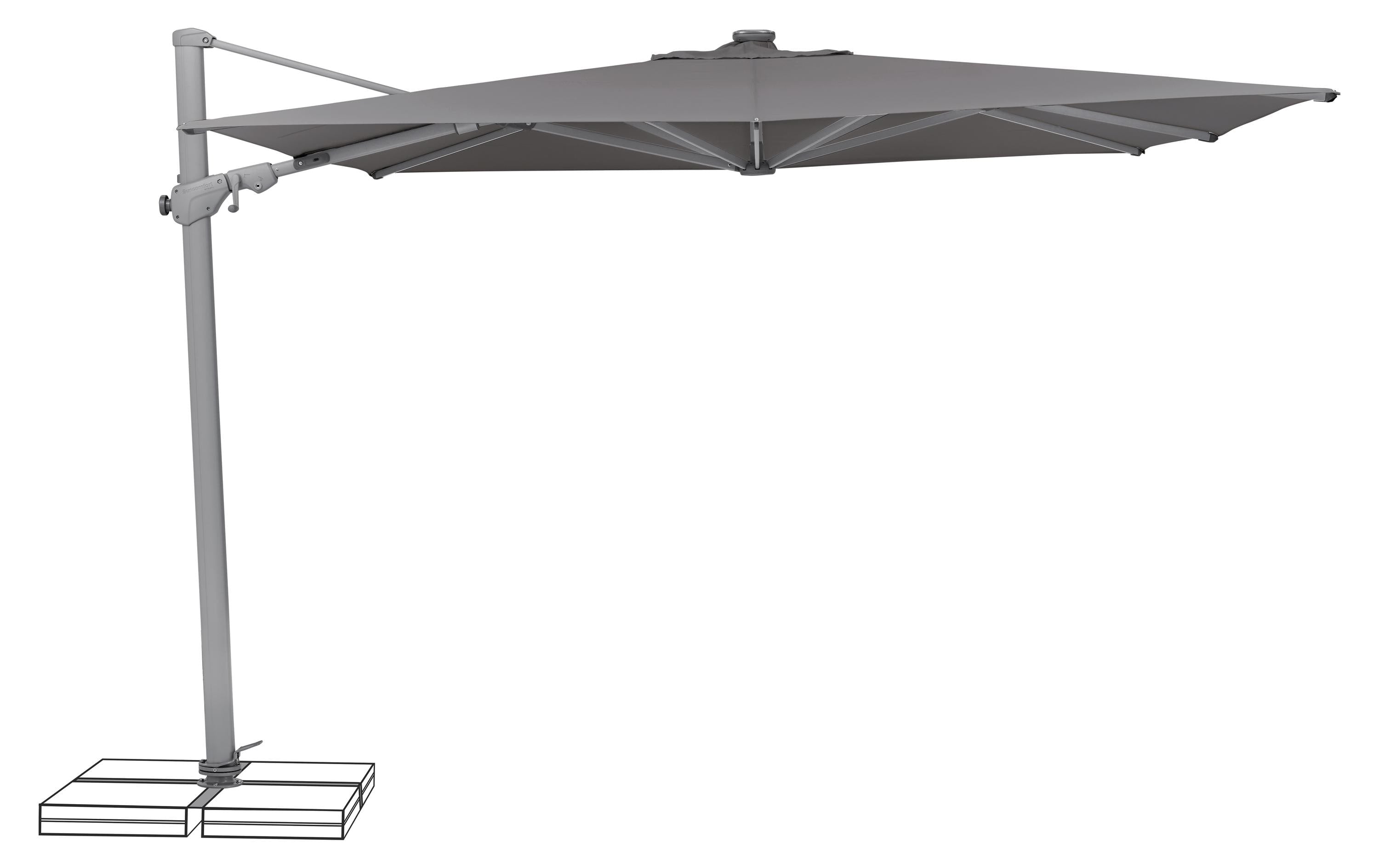 Suncomfort by Glatz Varioflex Solar LED 8-teilig, stone grey, 300x300cm