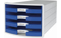 HAN Schubladenbox IMPULS A4/C4, 4 offene Schubladen blau