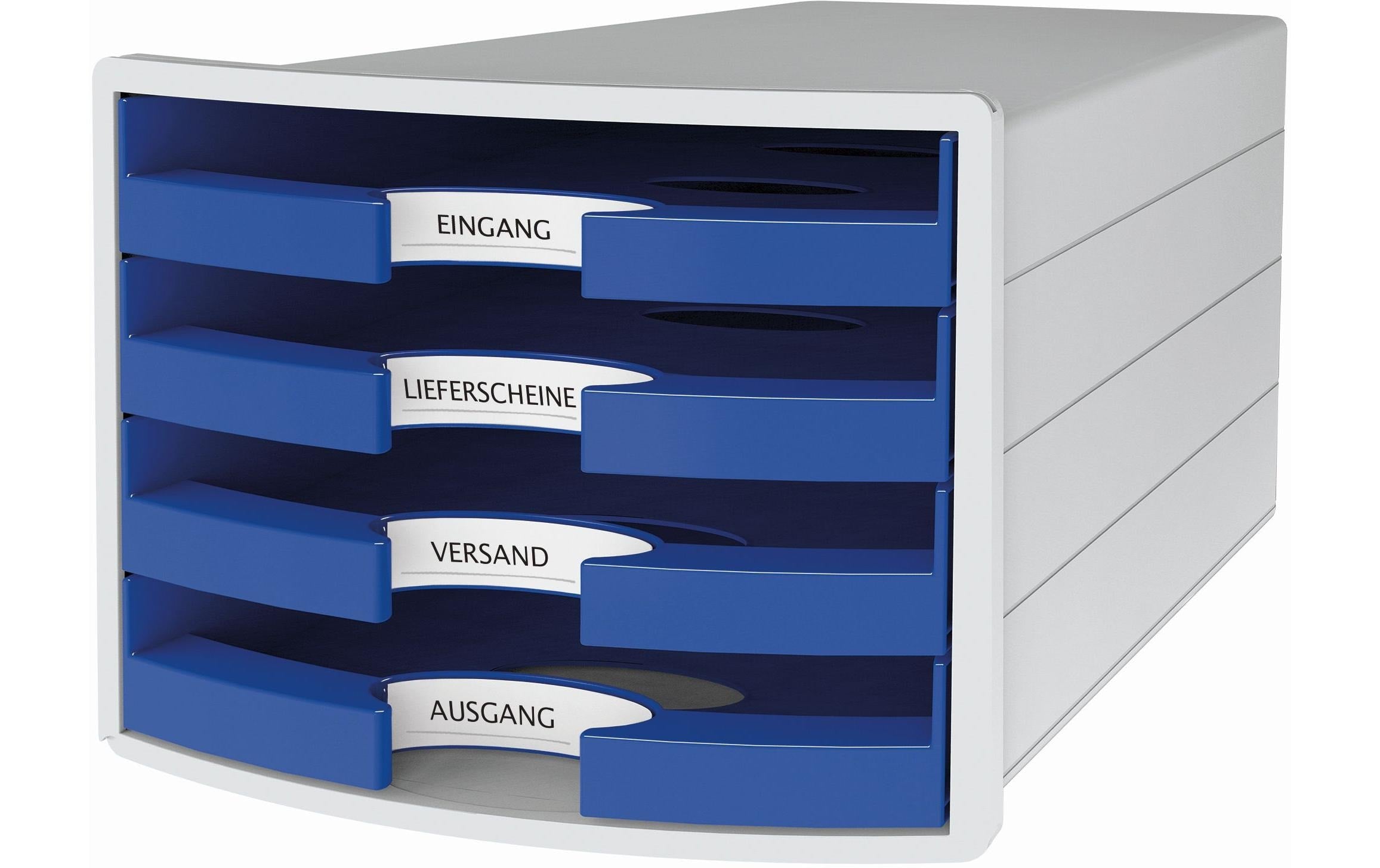HAN Schubladenbox IMPULS A4/C4, 4 offene Schubladen blau
