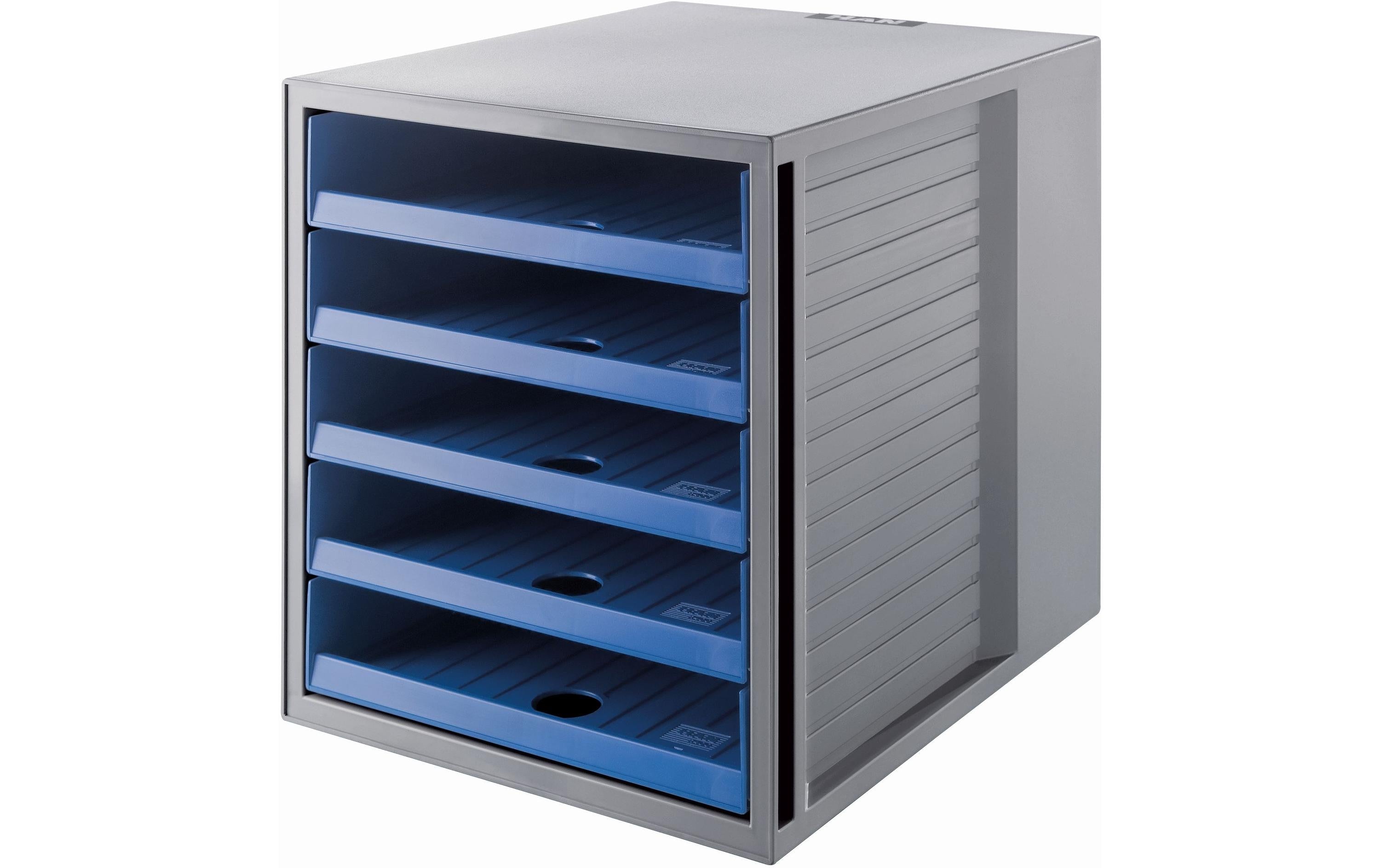 HAN Schubladenbox KARMA A4, 5 offene Schubladen blau