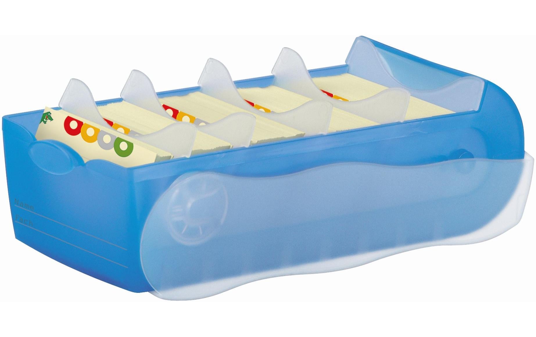 HAN Karteibox Croco A7 5 Stützen, 100 Karten, blau
