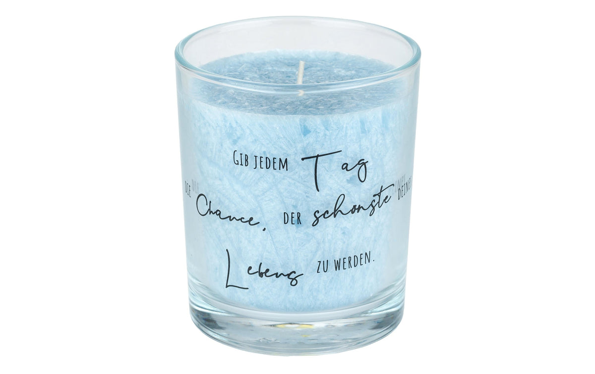 Herzog Kristallo Spruchglas pastellblau 20 T14 Gib jedem Tag die Chance