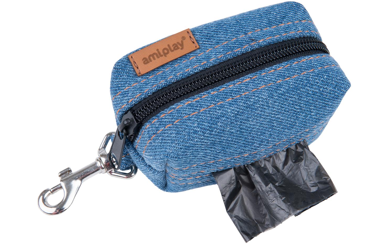 Amiplay Kotbeutelspender Denim, 9x5x4cm hellblau