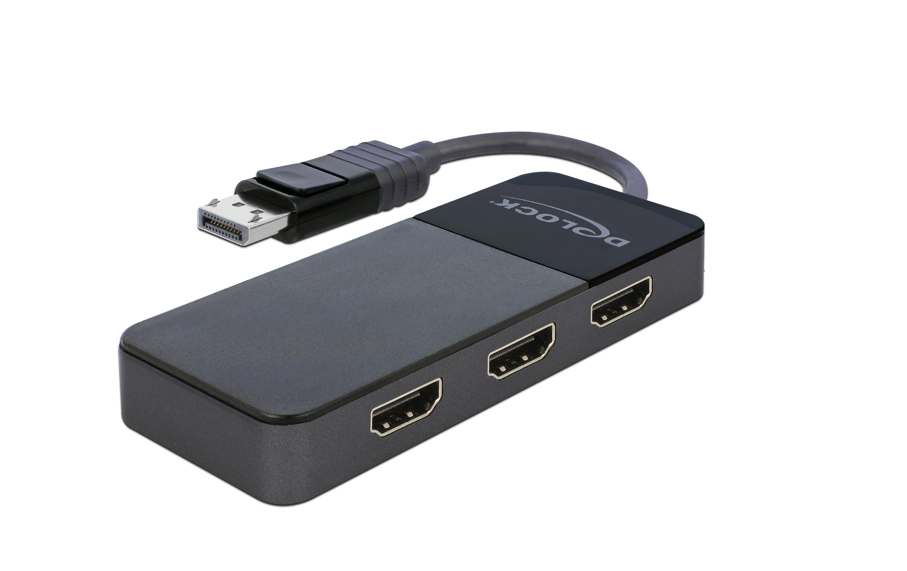 Delock DP 1.4 Splitter,1x DP zu 3xHDMI, MST 4K bis 30Hz, schwarz, DP Alternate Mode