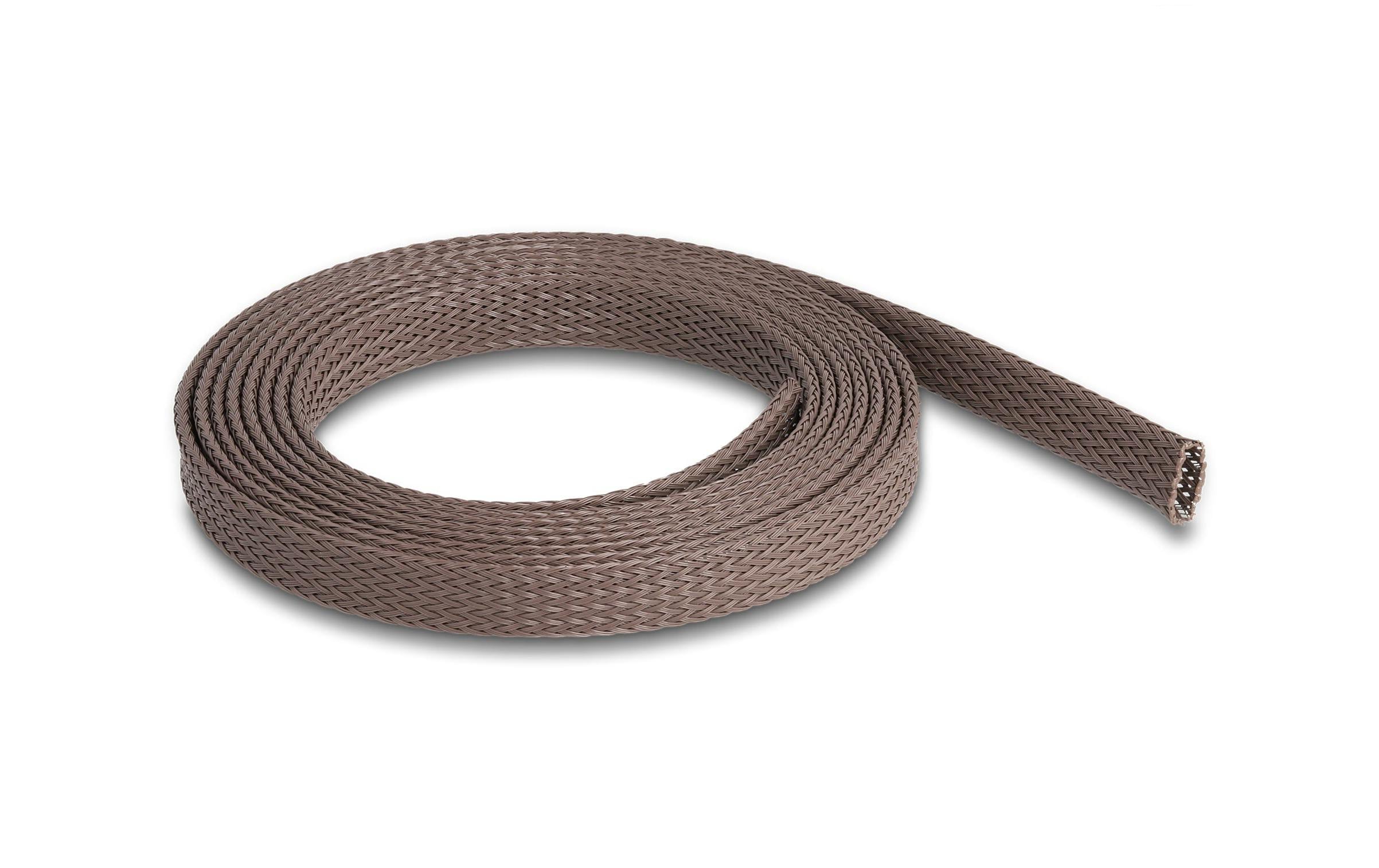 Delock Geflechtskabelschlauch, 2mx12mm nagerfest, dehnbar, Braun