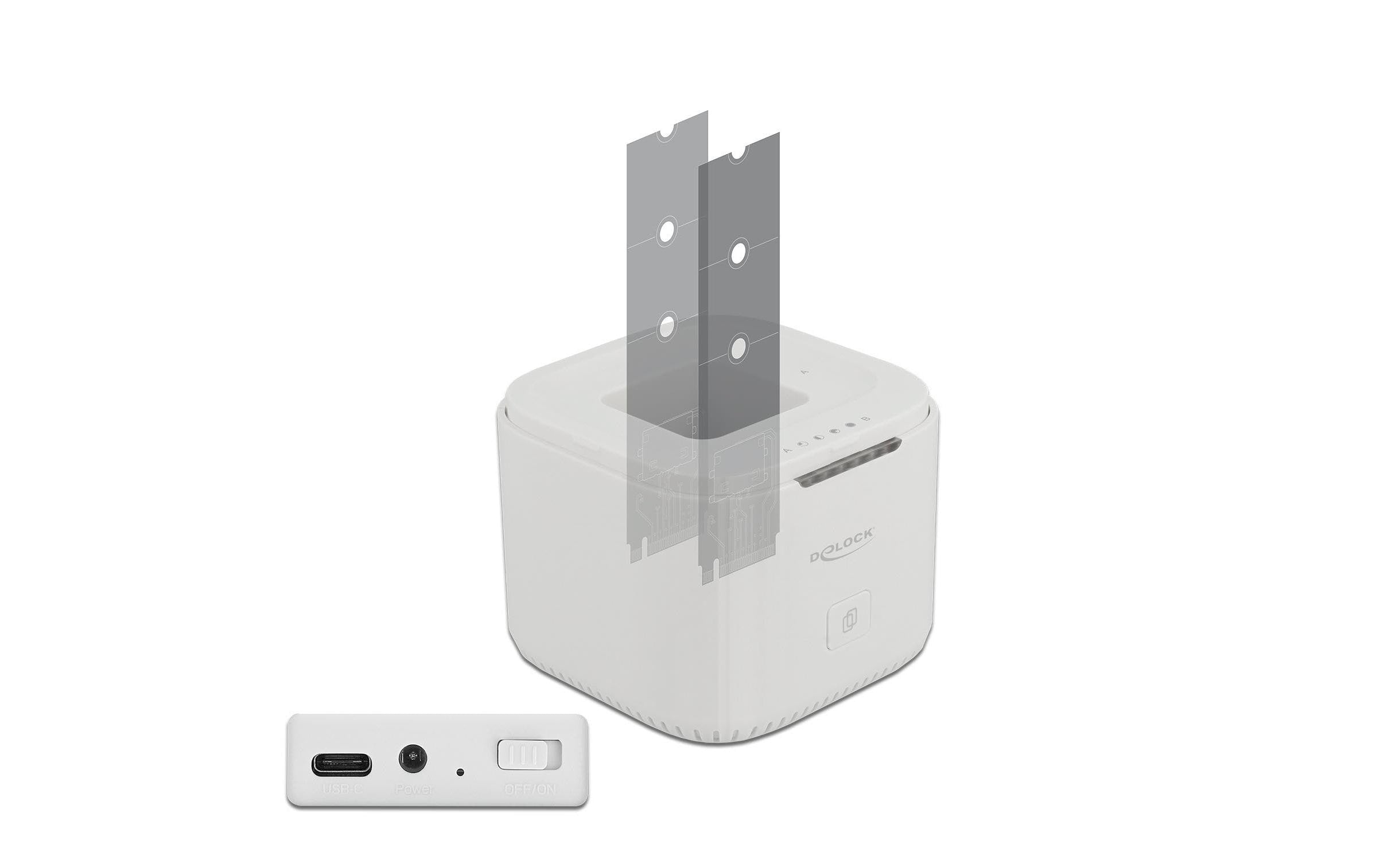 Delock NVME M.2 Dockingstation, USB-C mit Klonfunktion, USB3.2 Gen2 10Gbps