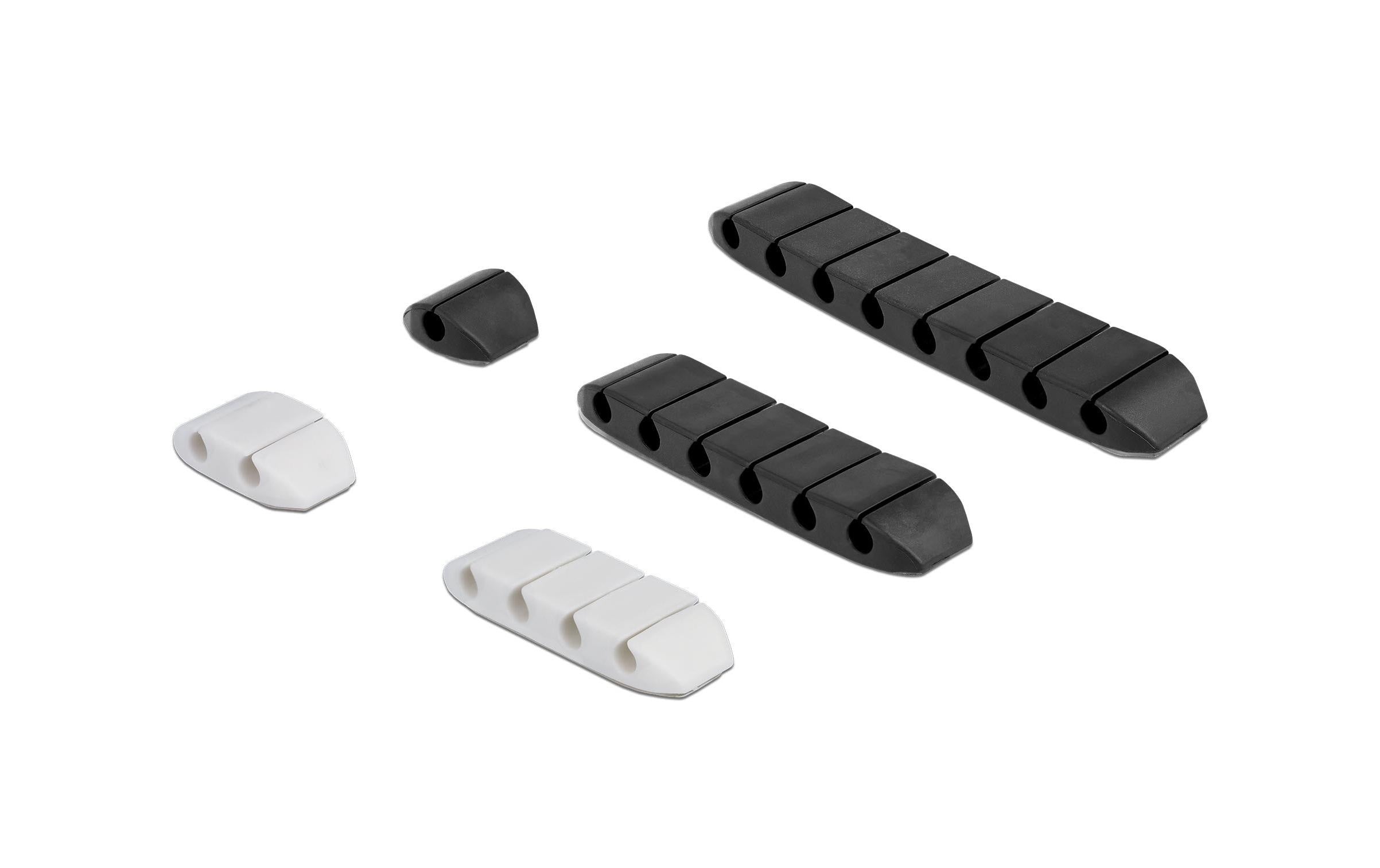 Delock Kabelhalter trapezförmig, selbstkl. Kombi Set 10 Stück, Schwarz/Weiss