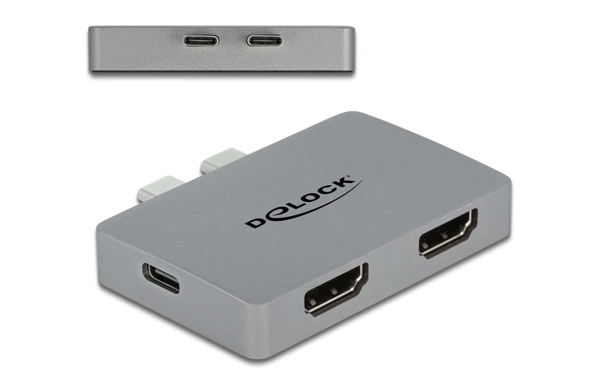 Delock Thunderbolt3 - 2xHDMI 4K60Hz Adapter 3840x2160,4K60Hz,PD3.0, grau, für Macbook