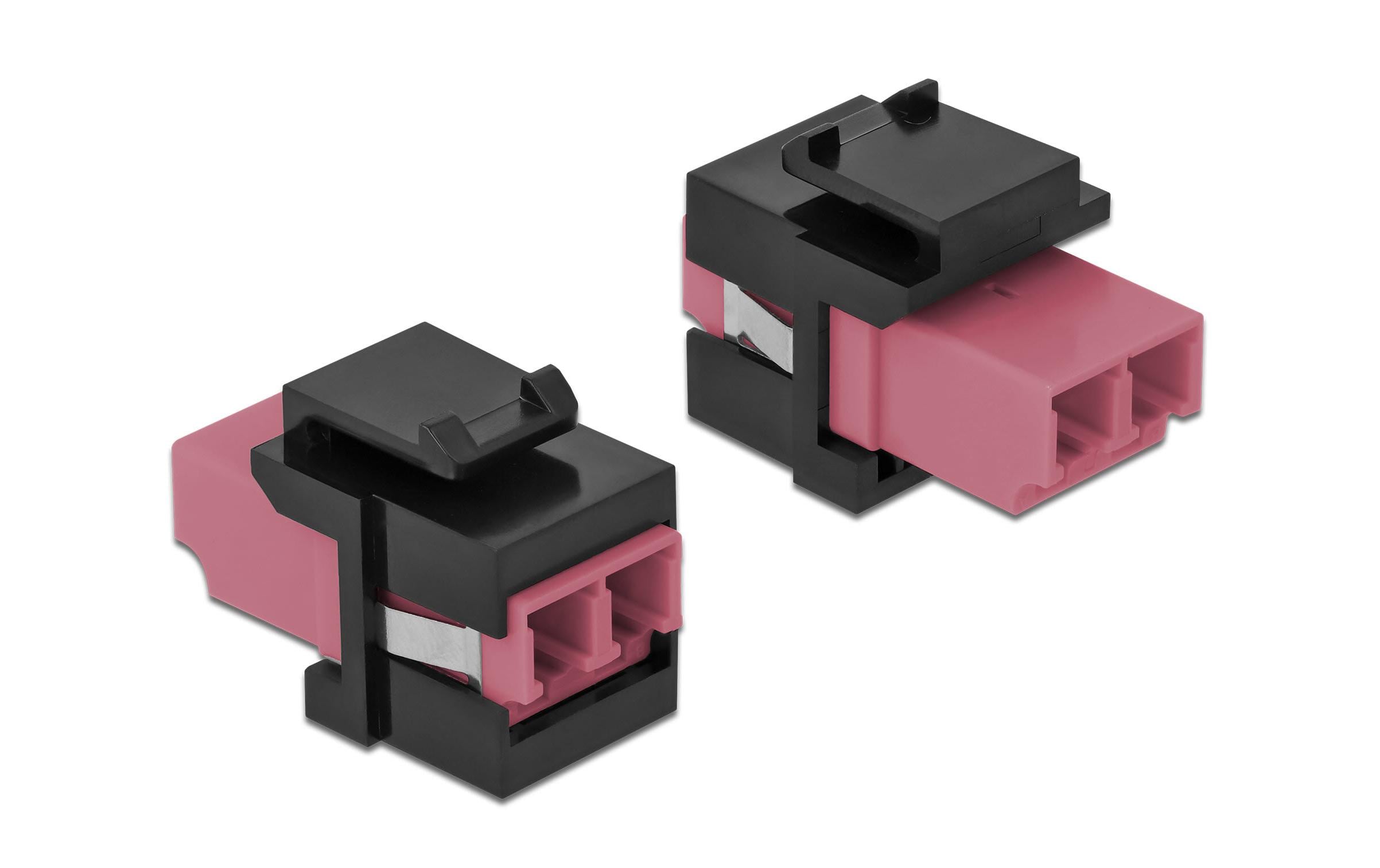 Delock Keystone Modul LC Multimode OM4 Buchse-Buchse, Duplex, Violett/Schwarz