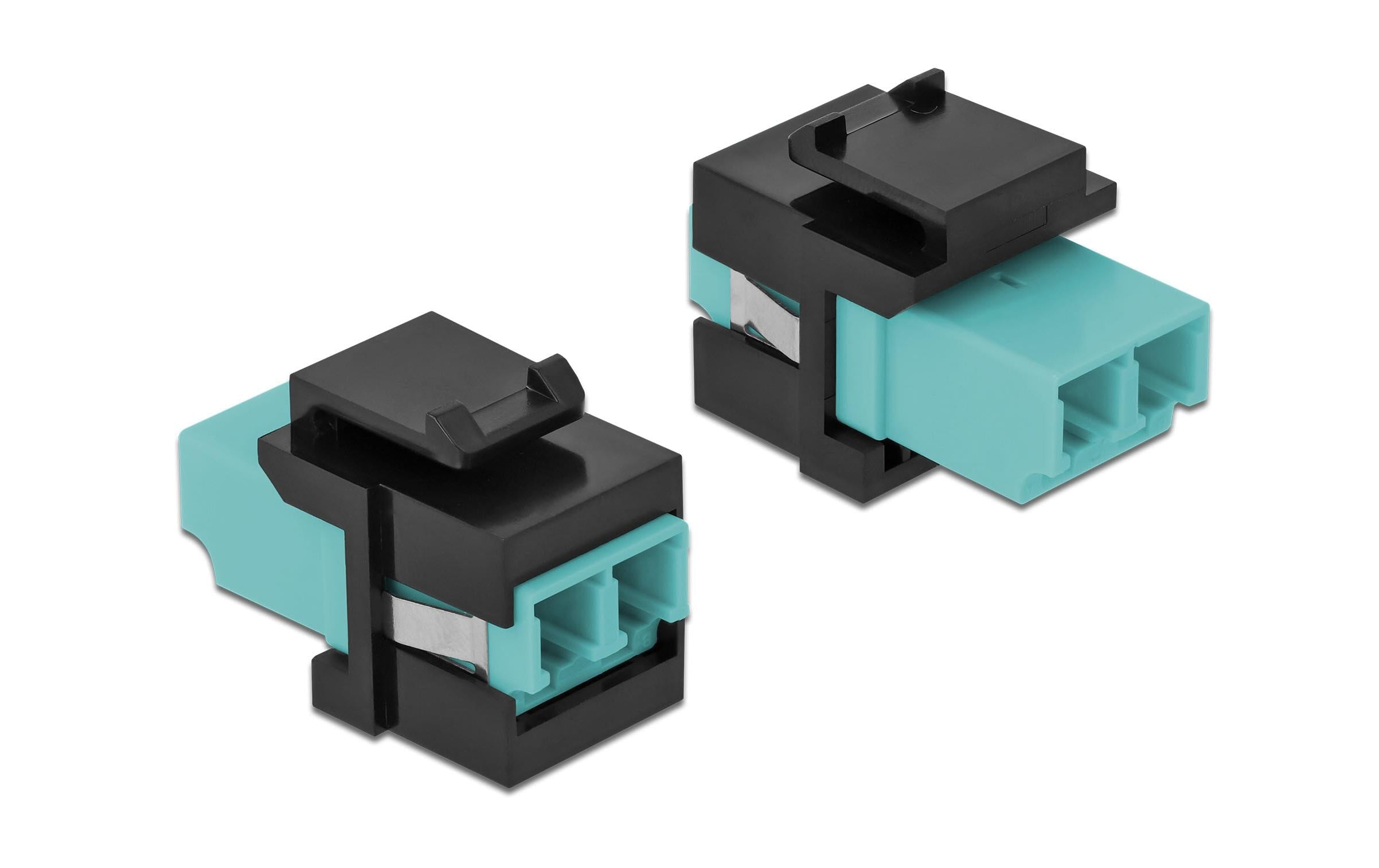 Delock Keystone Modul LC Multimode OM4 Buchse-Buchse, Duplex, Aqua/Schwarz