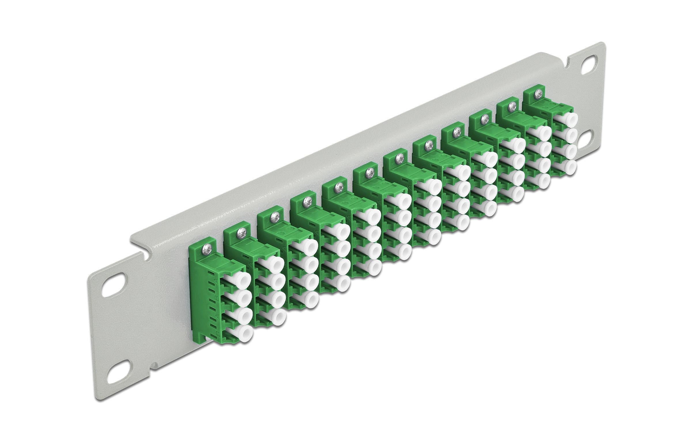 Delock 10"Patchpanel Quad 12Port LC/APC Singlemode,1HE,Grün-Grau,254x44x10mm