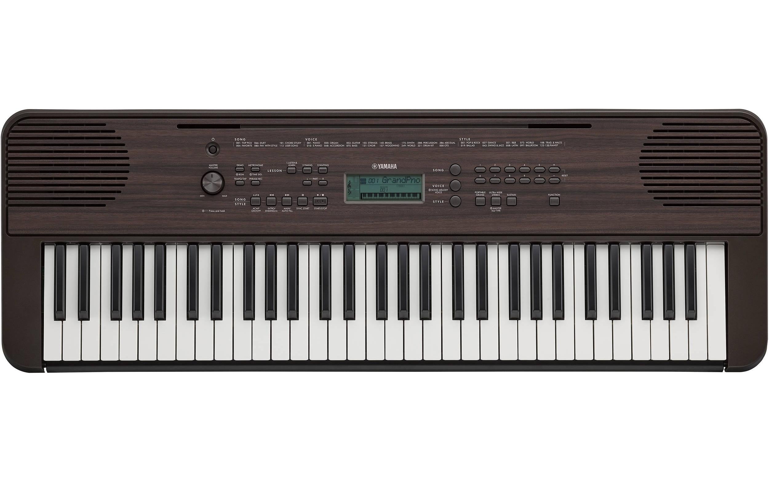 Yamaha PSR-E360DW Portable Keyboard, 61 Keys, Dark Walnut