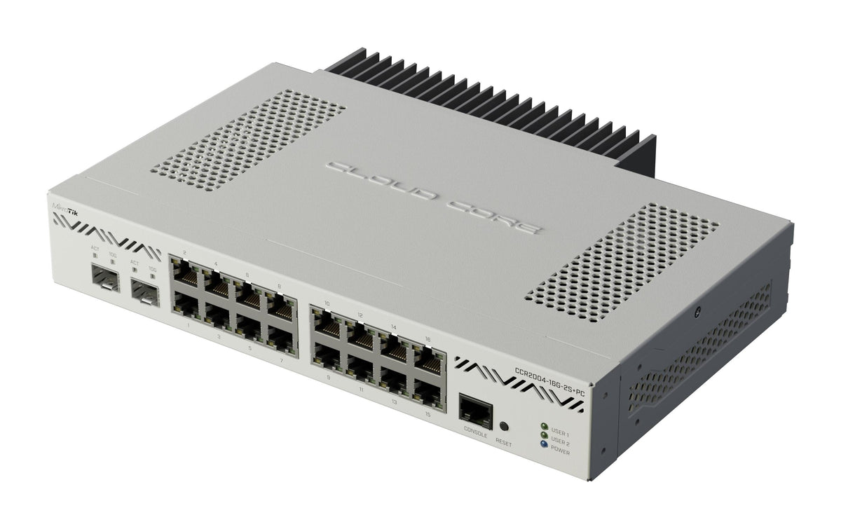 MikroTik CCR2004-16G-2S+PC: Cloud Router 4Cores 1.7Ghz, 4GB, 16xGE LAN , 2xSFP+